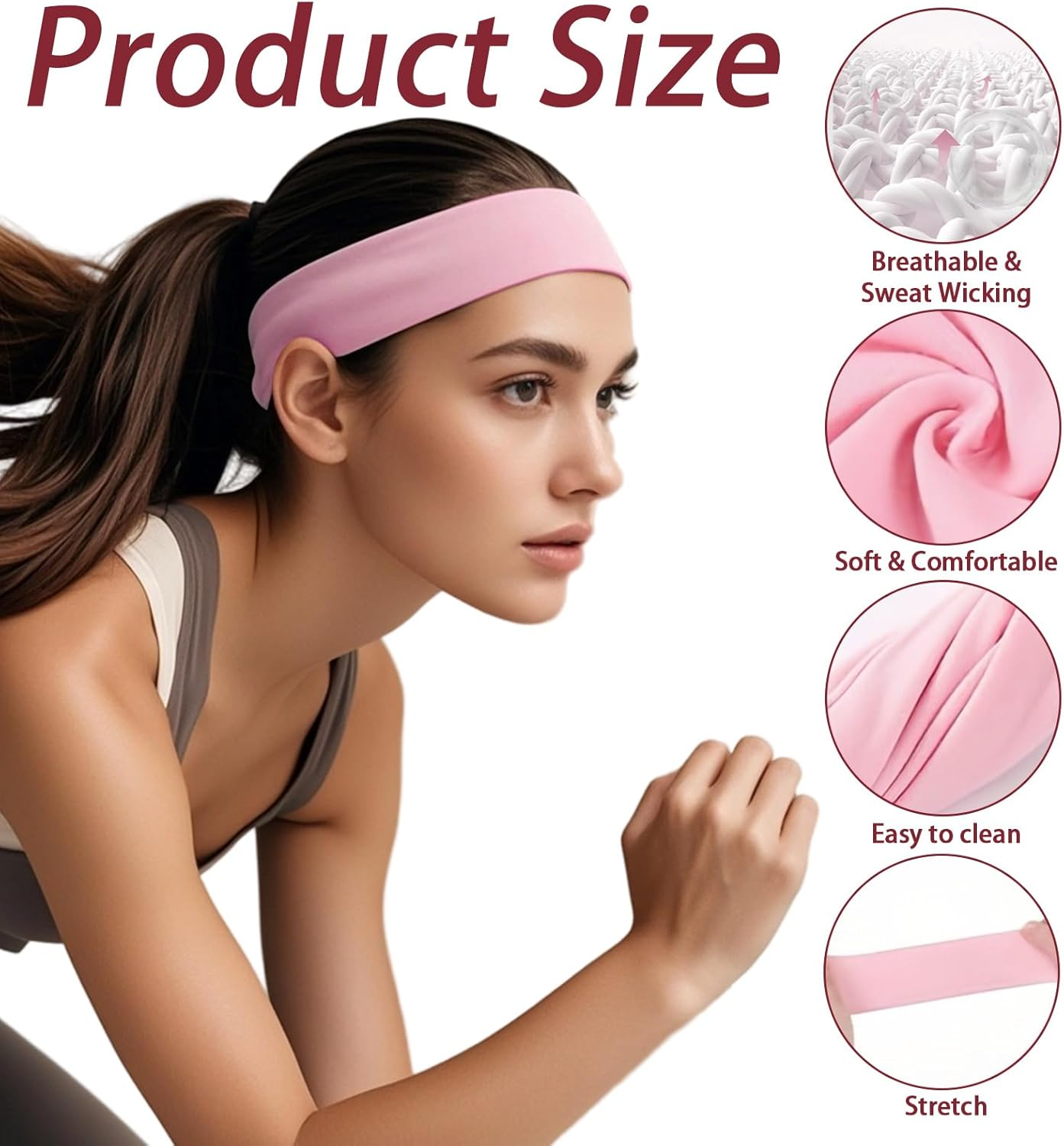 HSUYUN Pack of 8 Women'S Sports Headbands, Breathable Sweat-Wicking Hair Band, Soft Headband, Women'S Summer, Elastic Hair Bands, Outdoor Sports, Yoga, Dance