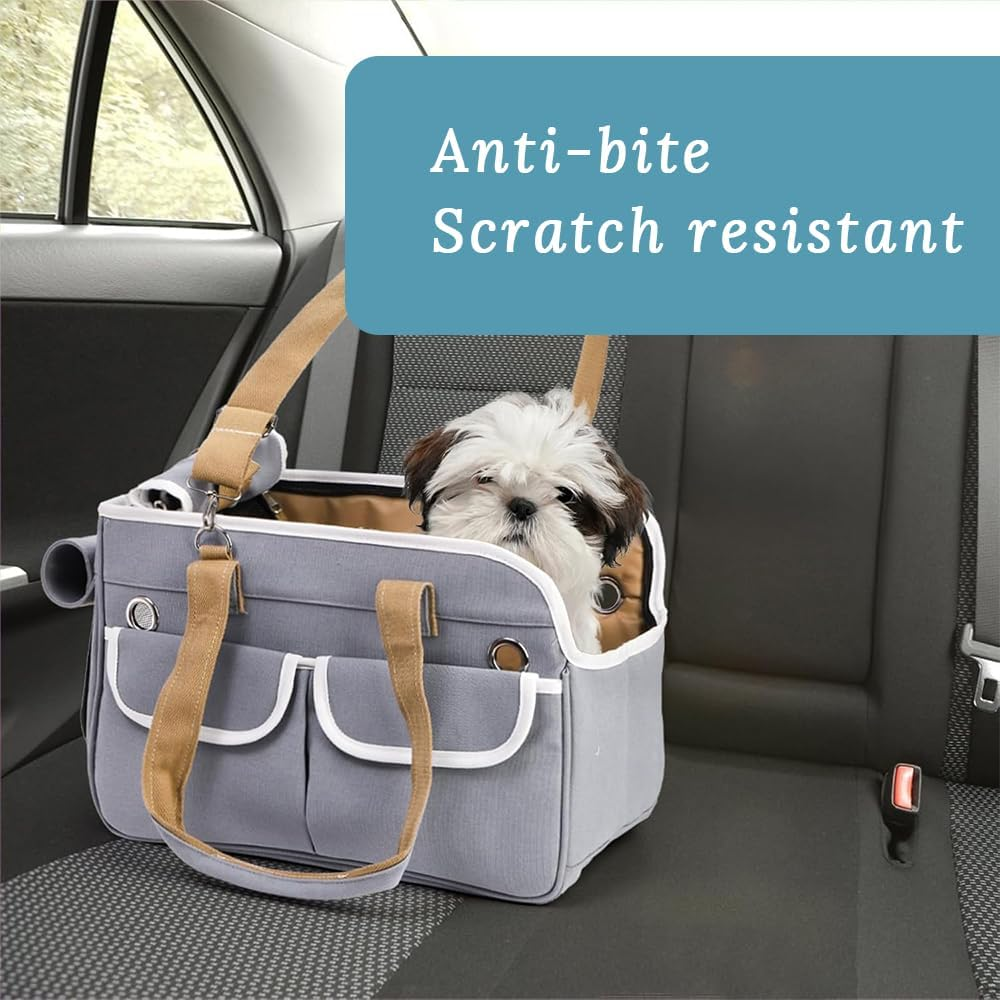 Foldable Pet Cage, Portable Hand-Held Pet Carrier, Soft-Sided Travel Bag with Pocket, Foldable Large Capacity with Shoulder Straps for Travel, Outdoor Camping, Home (Gray) image number 4