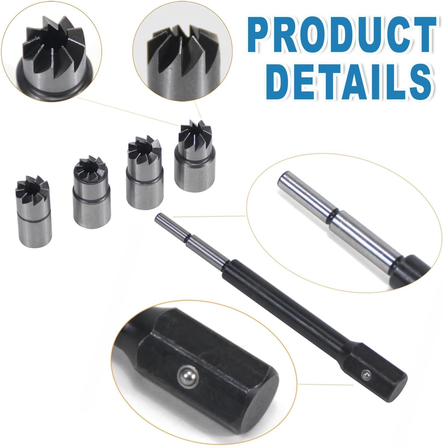 Injector Cleaner Kit 5Pcs Diesel Injector Seat Cutter Cleaner Diesel Injector Set-Injector Seat Cleaning Set-Precision Set of 6 Reamers for Marine Car Racing Lawnmower Automotive Vehicle image number 4