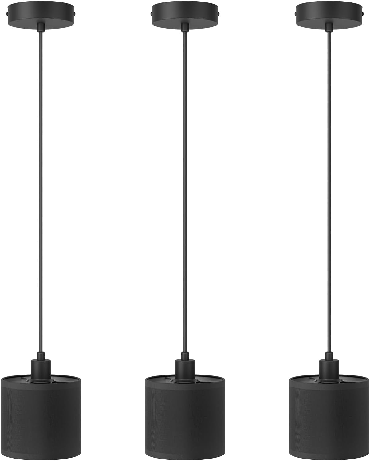 Klighten 3 X E14 Pendant Light, Modern Design, Height Adjustable, Simple Hanging Lamp for Dining Table, Living Room, Kitchen, 40 W Max, Bulb Not Included, Black image number 5