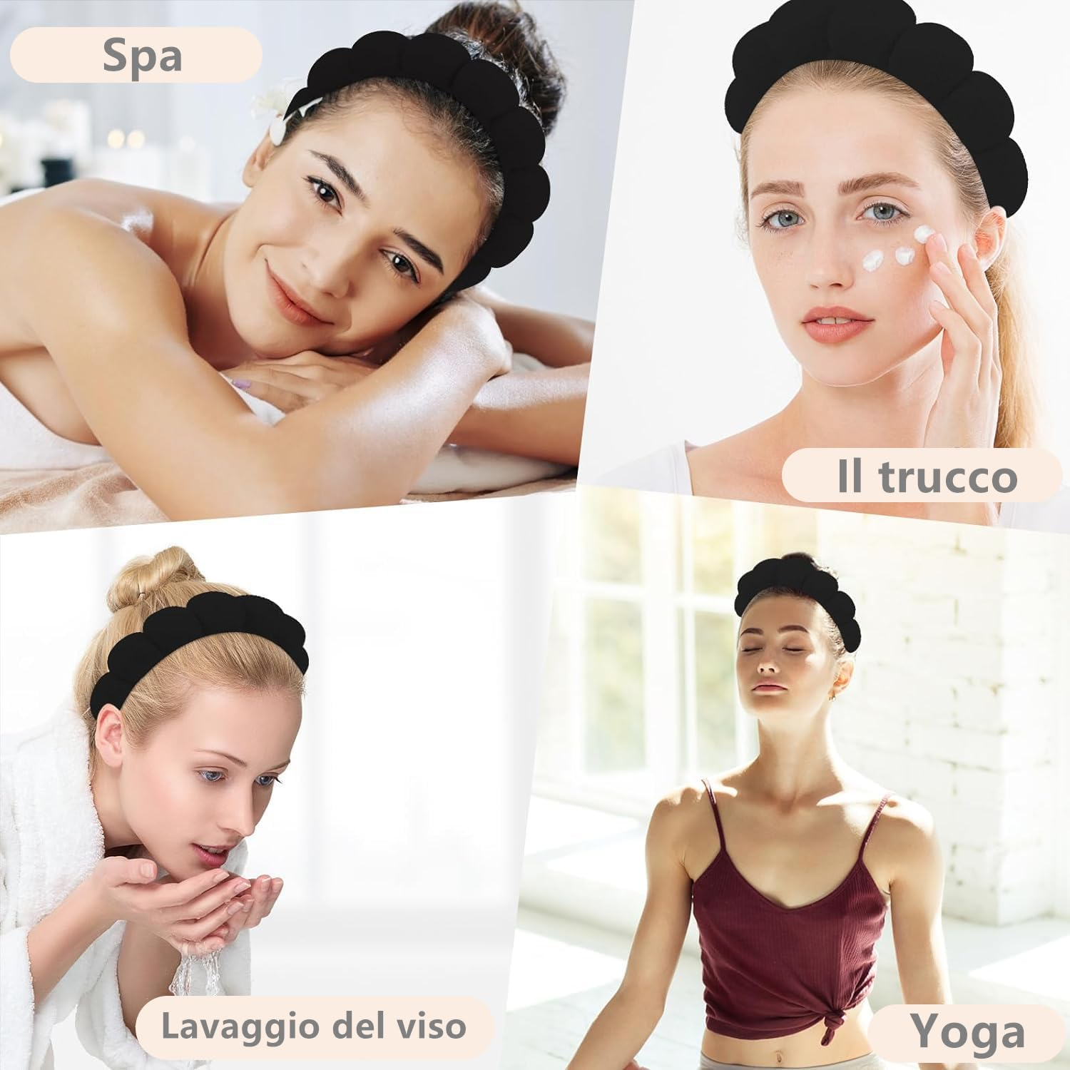 Norhogo Wolke Hair Bands, Women Velvet Hair Band, Women Hairband, Women Makeup Sponge, for Skin Care, Face Wash (Black) image number 5