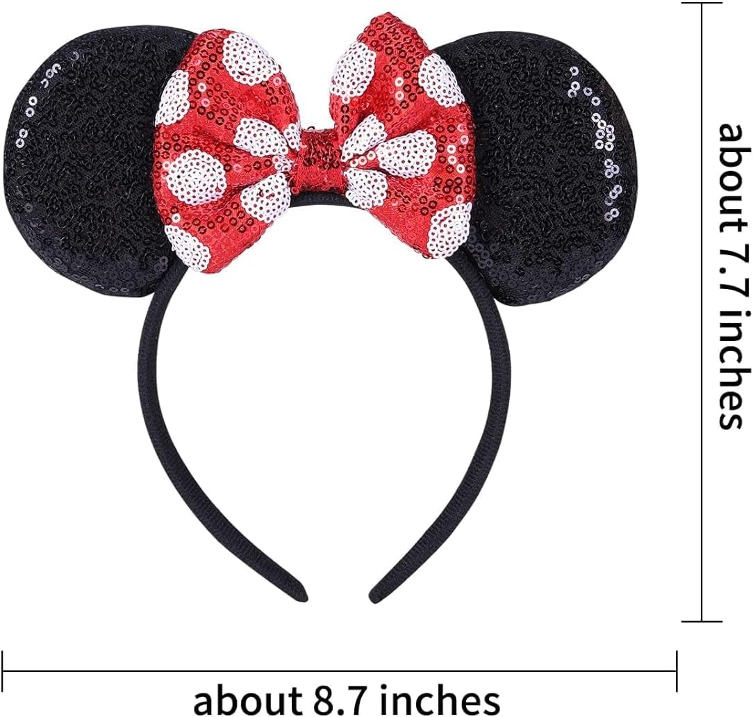 Mouse Costume Ears,2 Pcs Mouse Ears Headbands for Girls & Women Party,Size Free - Orange Bow image number 4