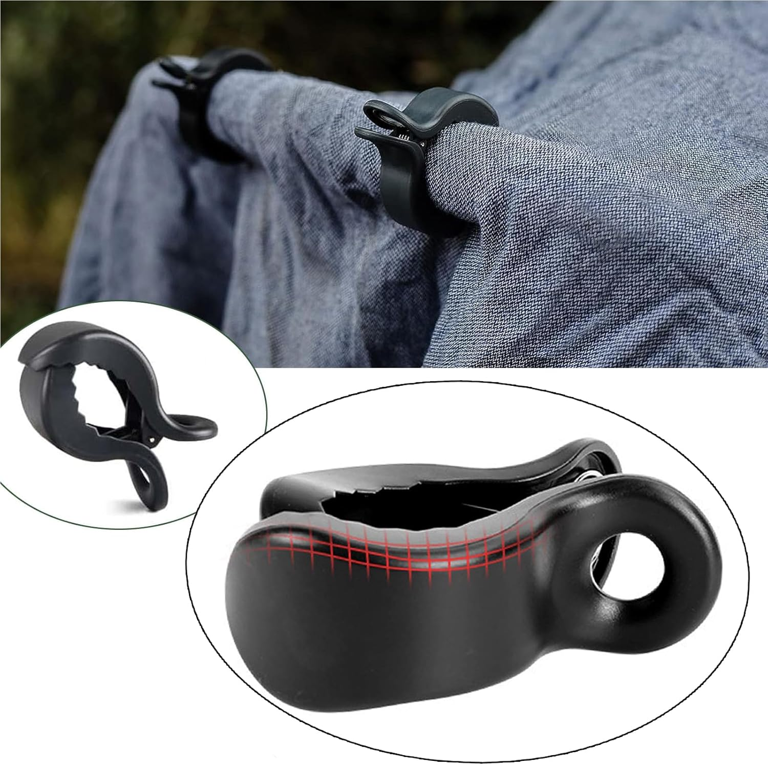 SYTHAK Stroller Pegs Clips,Universal Buggy Pram Pegs to Hooks Muslin and Toys Sun Shade to Canopy for Blanket Clamp, Car Seat Cover Clips, Pram Toy Holder, Nursing Cover.Black image number 3