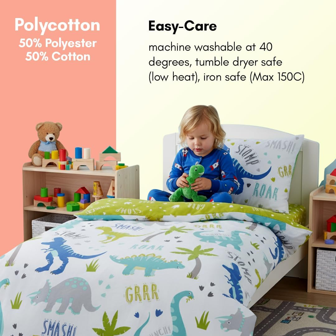 Rapport Roarsome Dinosaur- Reversible Duvet Cover Set, Single,Kidz image number 1