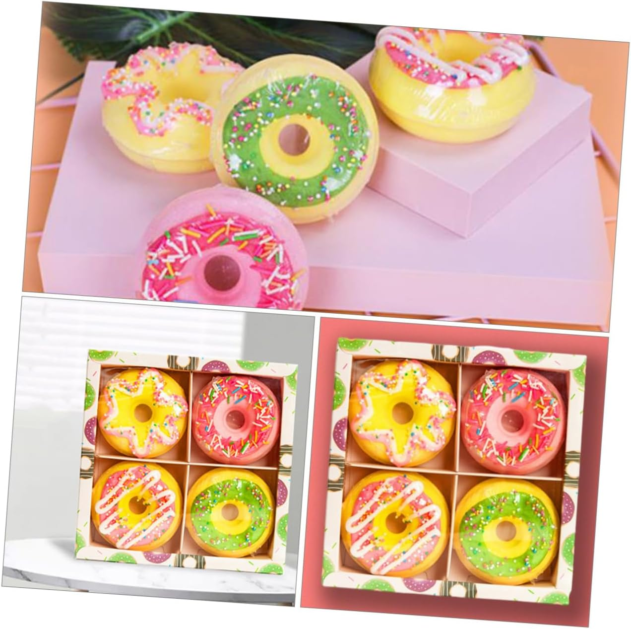 FOYTOKI Doughnut Shape Shower Bombs 4Pcs Set 100G Moisturizing Bath Balls Essential Oils for Spa and Relaxation Random Style image number 6