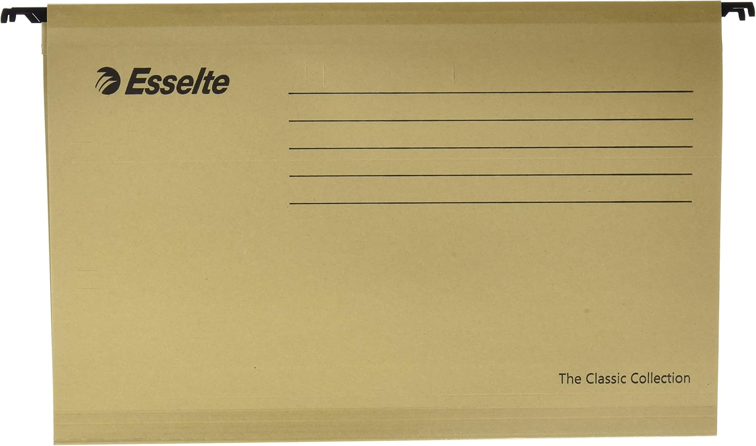 Esselte 90336 Classic Reinforced Suspension File, Foolscap, Pack of 25, Tabs Included, Red, 360 X 240 Mm