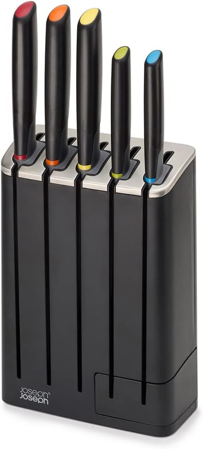 Joseph Joseph Elevate Knives Slimblock Stainless Steel 5 Piece Kitchen Knife Block Set with Ceramic Sharpener &ndash; Black image number 1
