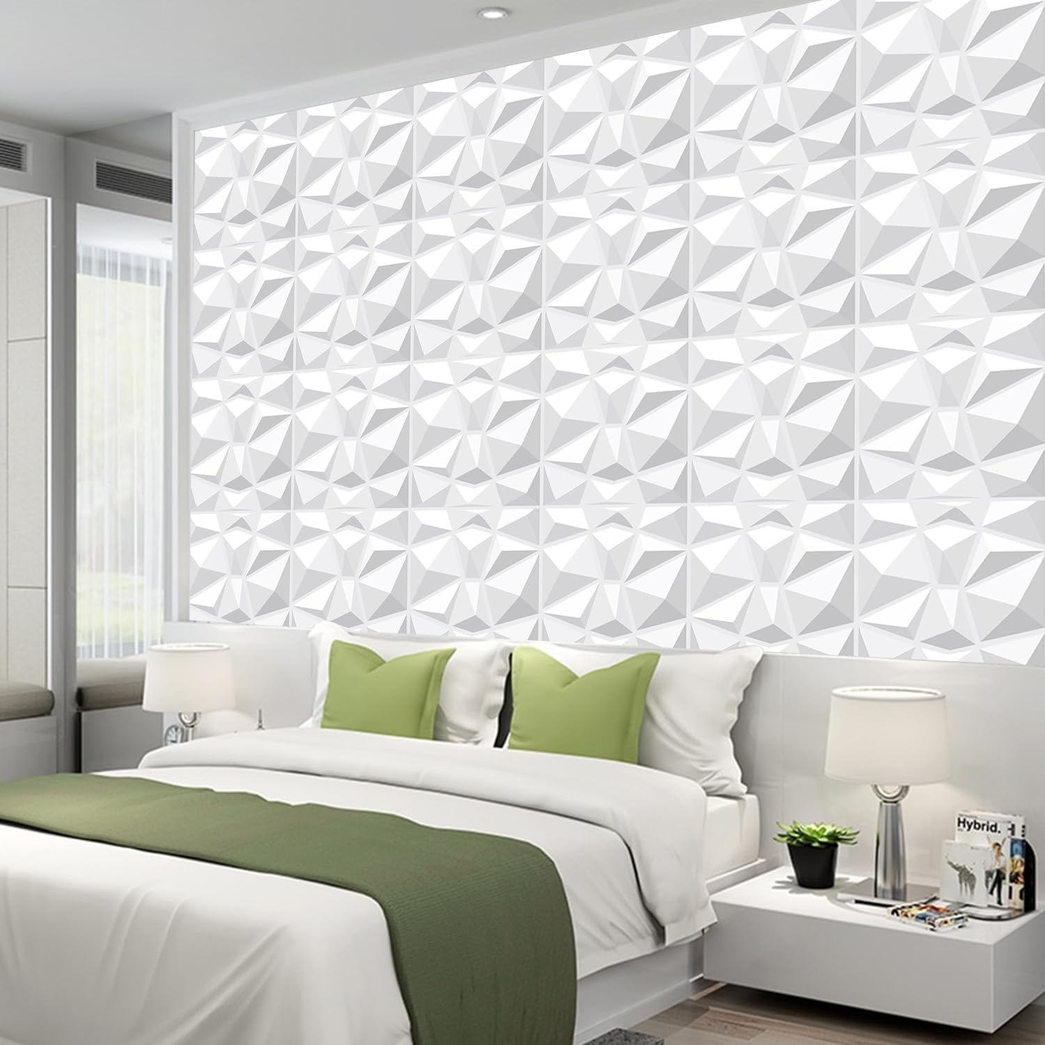 Pack of 12 3D Wall Panels, Self-Adhesive Stone Look, 30 X 30 Cm, Kitchen Back Wall Wallpaper, Wall Tiles, Self-Adhesive Wall Stickers for Interior Wall Decoration, for Furniture, Wall, Door, image number 4