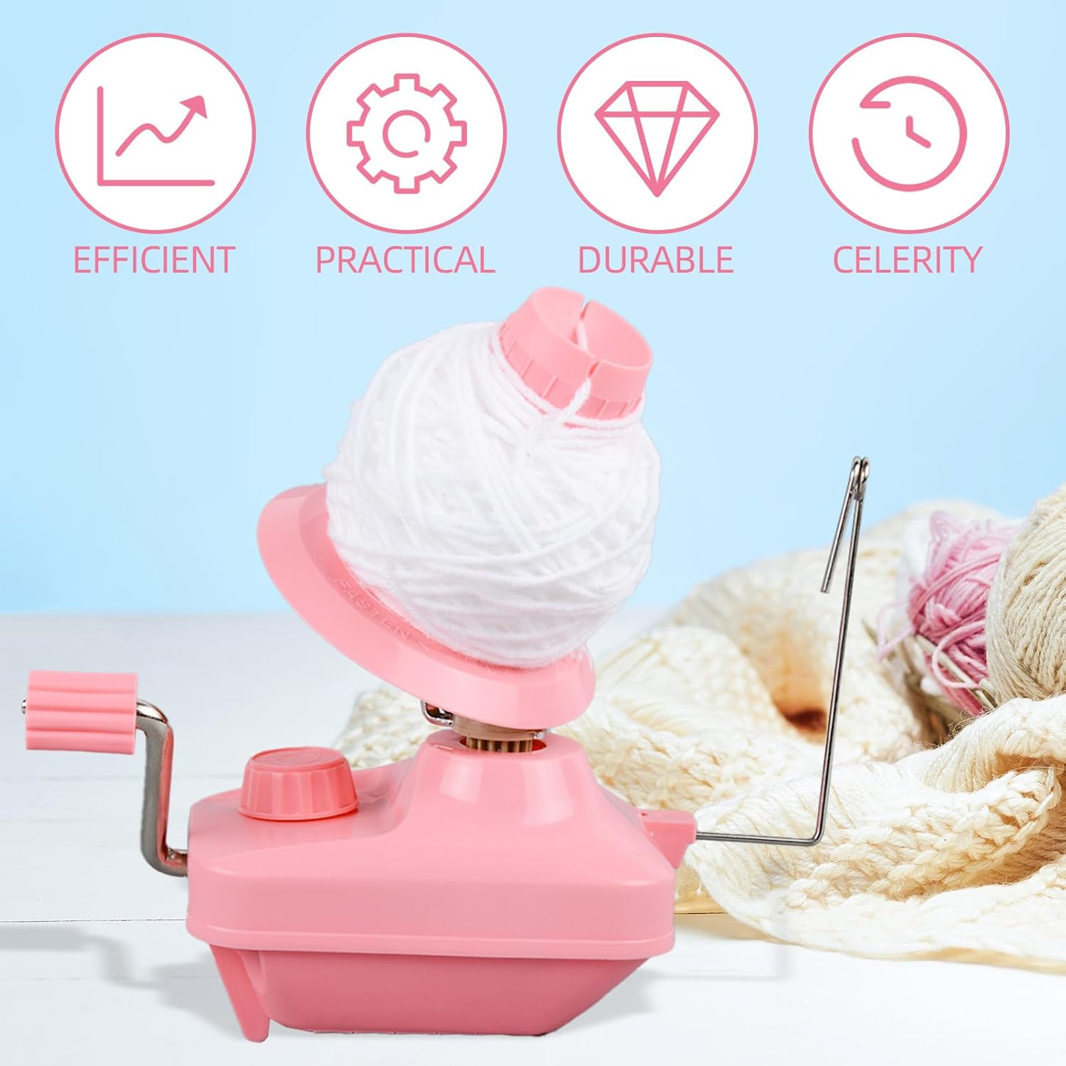 Yarn Ball Winder with Handle, Lightweight Portable Reusable Manual Wool Yarn Winder, Plastic Material, Ideal for Yarn, Wool, Fiber, String image number 3