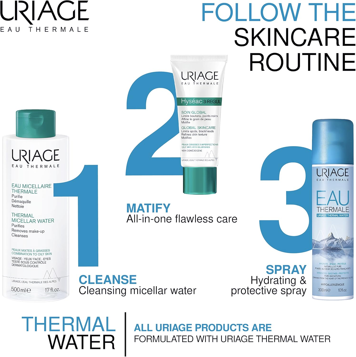 Uriage Hyseac 3-Regul Global Skin-Care Refines Skin Texture, Matifies, 40Ml image number 4