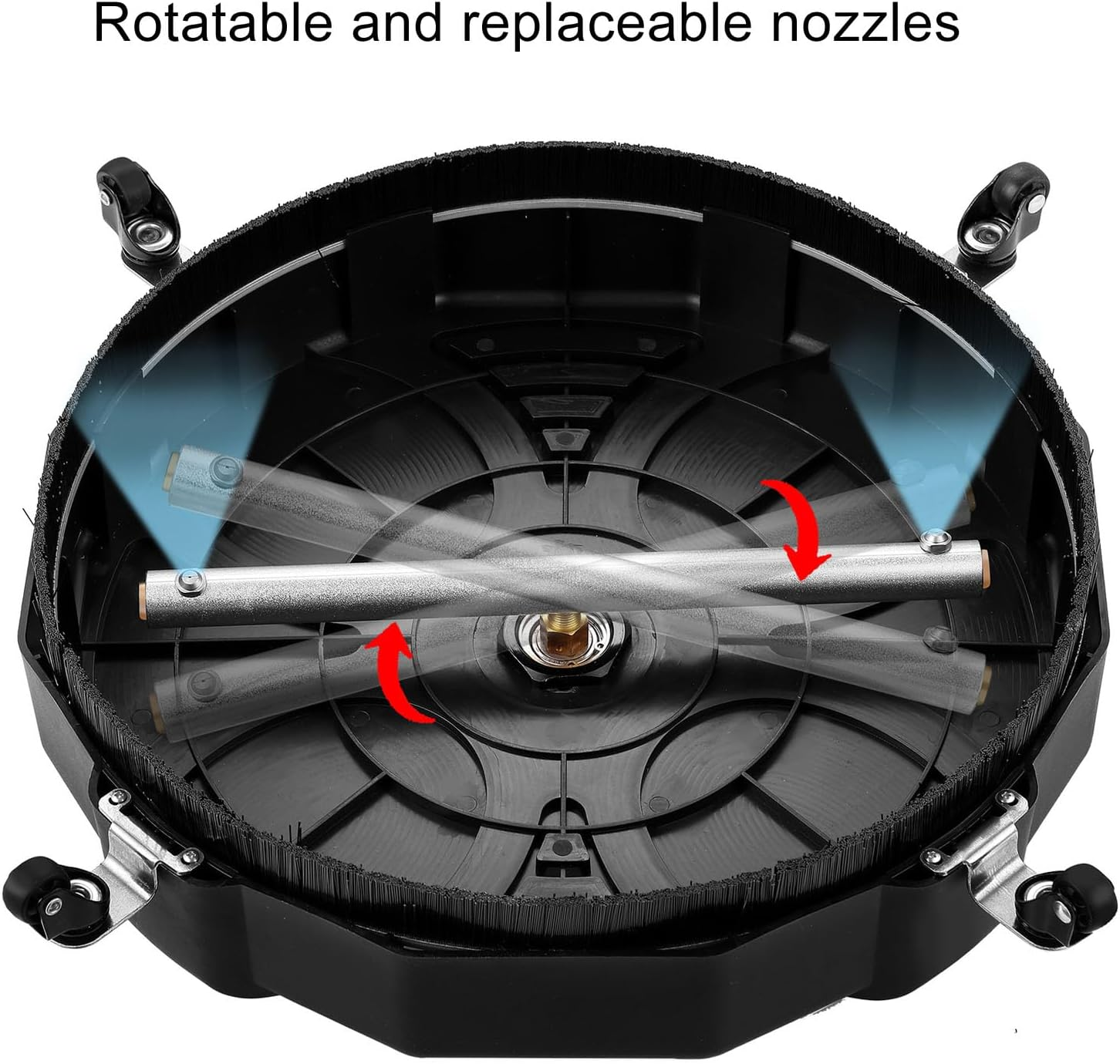 13 Inch Pressure Washer Surface Cleaner, 2500PSI Power Washer Surface Cleaner with 4 Wheels & 1/4 Inch Quick Plug, Stainless Steel Housing Pressure Washer Attachment image number 1