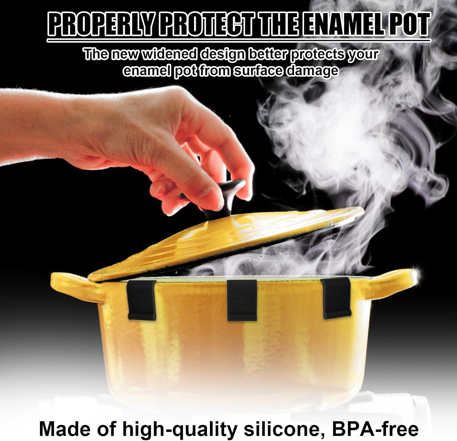 12Pcs Dutch Oven Lid Protectors, Thickened Cookware Protectors for Stacking Bumper Protectors Silicone Replacement Panclips for Display and Storage Dutch Oven Pots (Black) image number 6