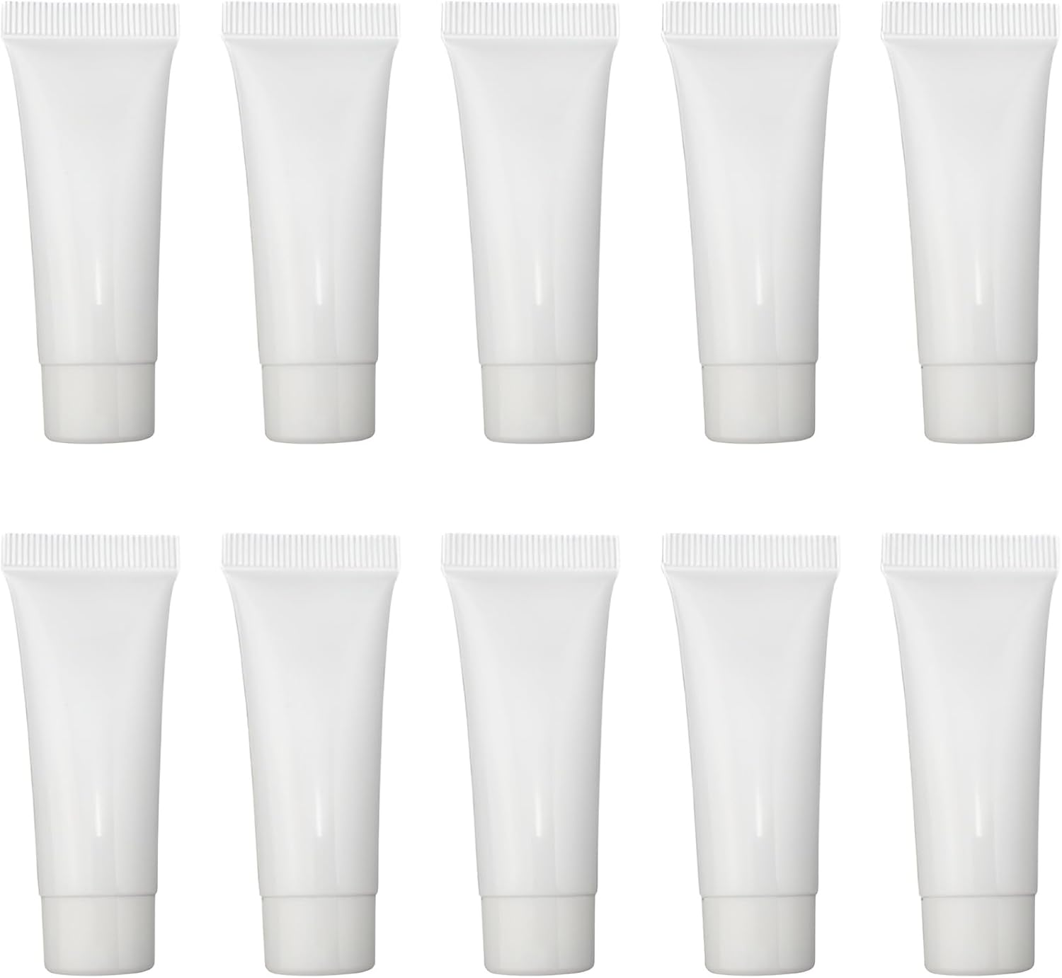 AIMALL 10PCS Cosmetic PE Tubes for Facial Cleanser, Hand Cream, and Lotions, Packaging 0.34/0.68/1.01/1.35 Oz, White