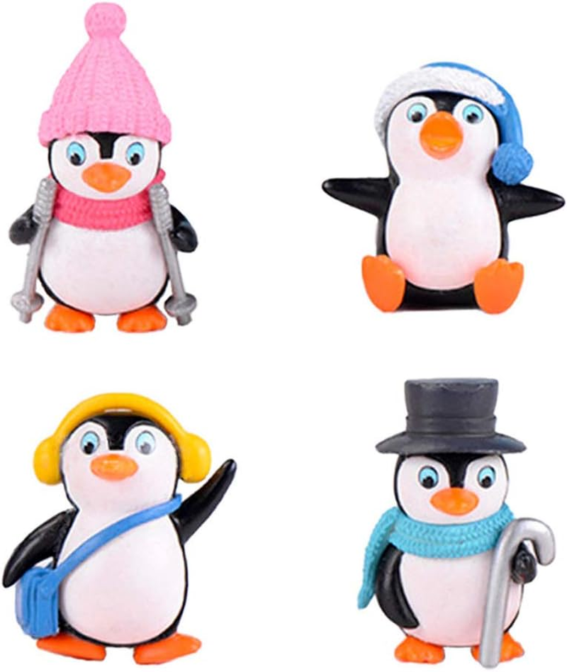 Jem 4Pcs Cute Landscape Penguin Ornament, Penguin Garden D&eacute;cor Figurine, Mini Figure Collection Playset, Penguin Cake Topper
