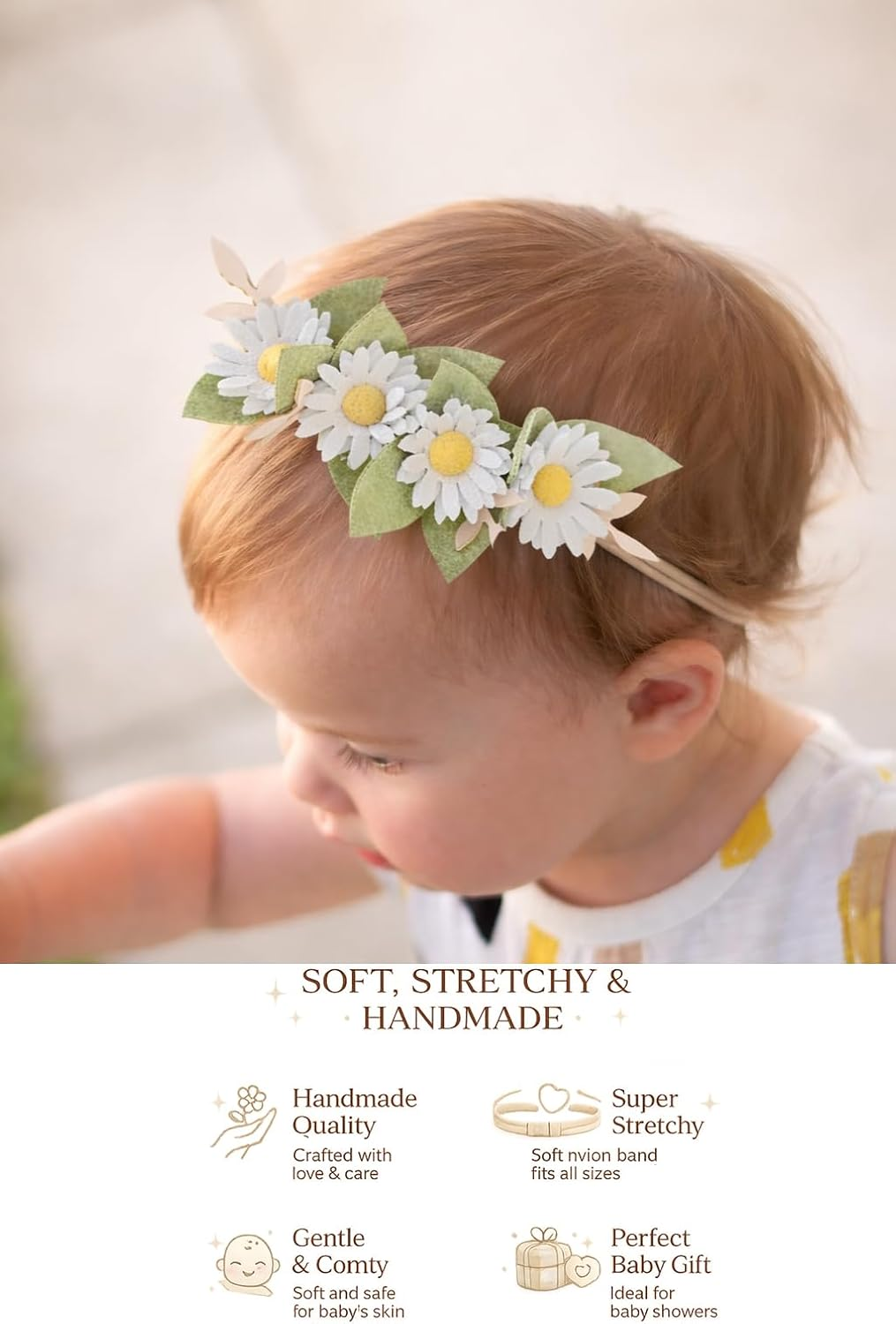 California Tot Animal Headbands with Glitter Ears & Felt Flowers for Toddlers, Girls - 3 Pack Unicorn image number 6