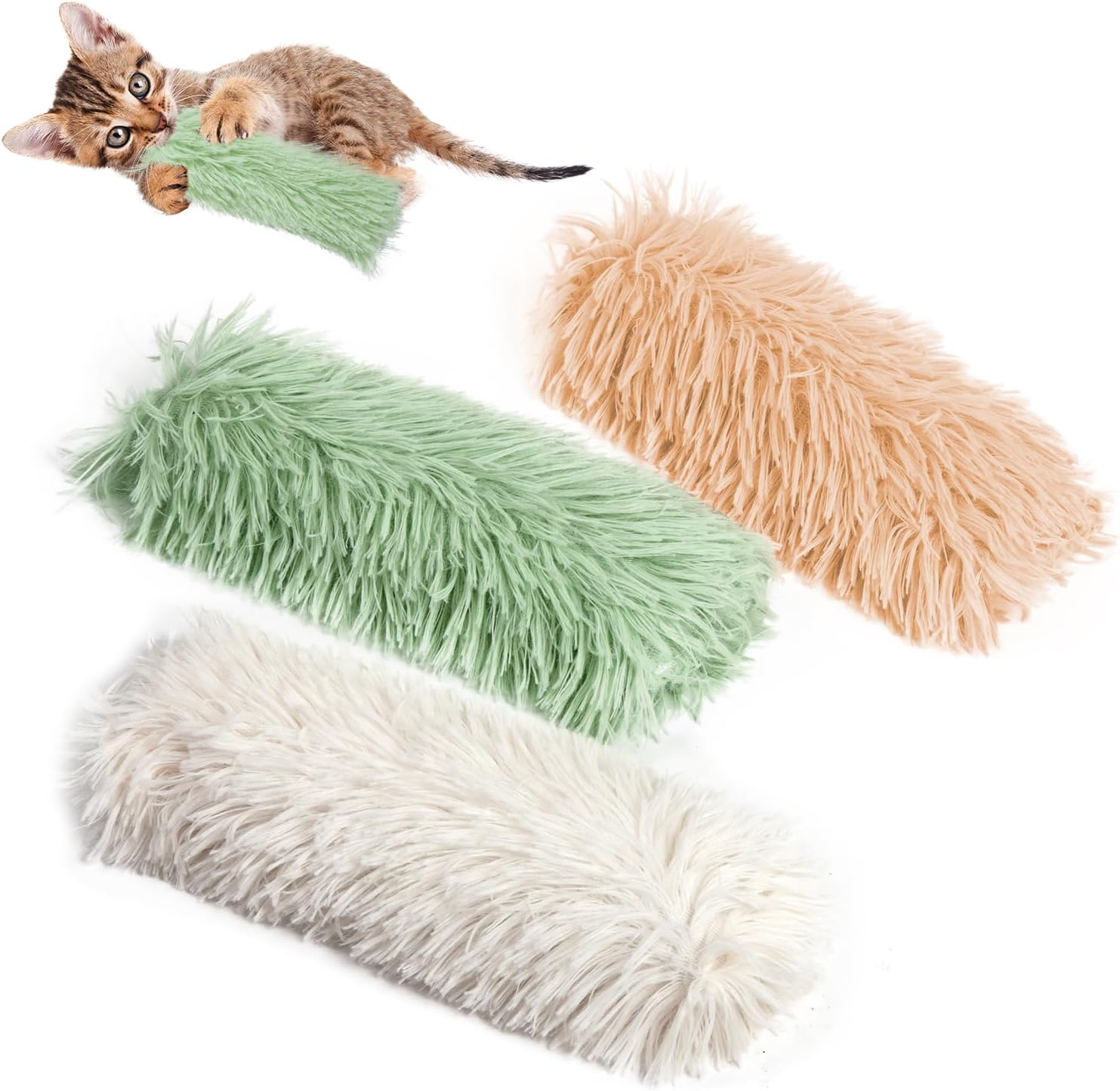 Cat Kicker Pillow Toys 3 Pack - Soft Chew Toys with Catnip, Interactive Indoor Exercise for Kittens & Adult Cats, Durable Dental Kitty Play image number 3
