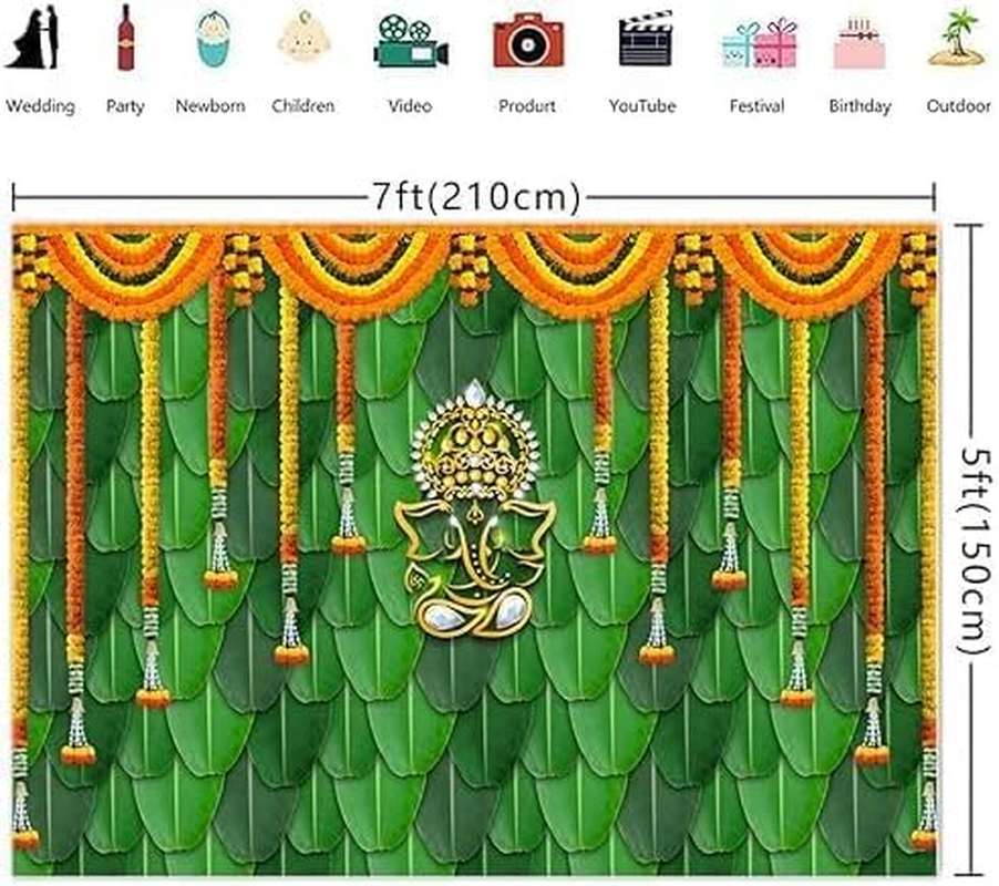 Diwali Backdrop 7 X 5 Ft (2.1 M X 1.5 M) Pooja Backdrop Decoration Indian Traditional Annaprasana Decoration Background for Festival Wedding Party Photo Booth &ndash; Damaill image number 3