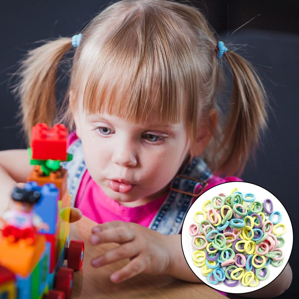 Color Hair Ties, 100 PCS Toddlers Girls Elastics Hair Bands for Girls Hair, Hair Accessories