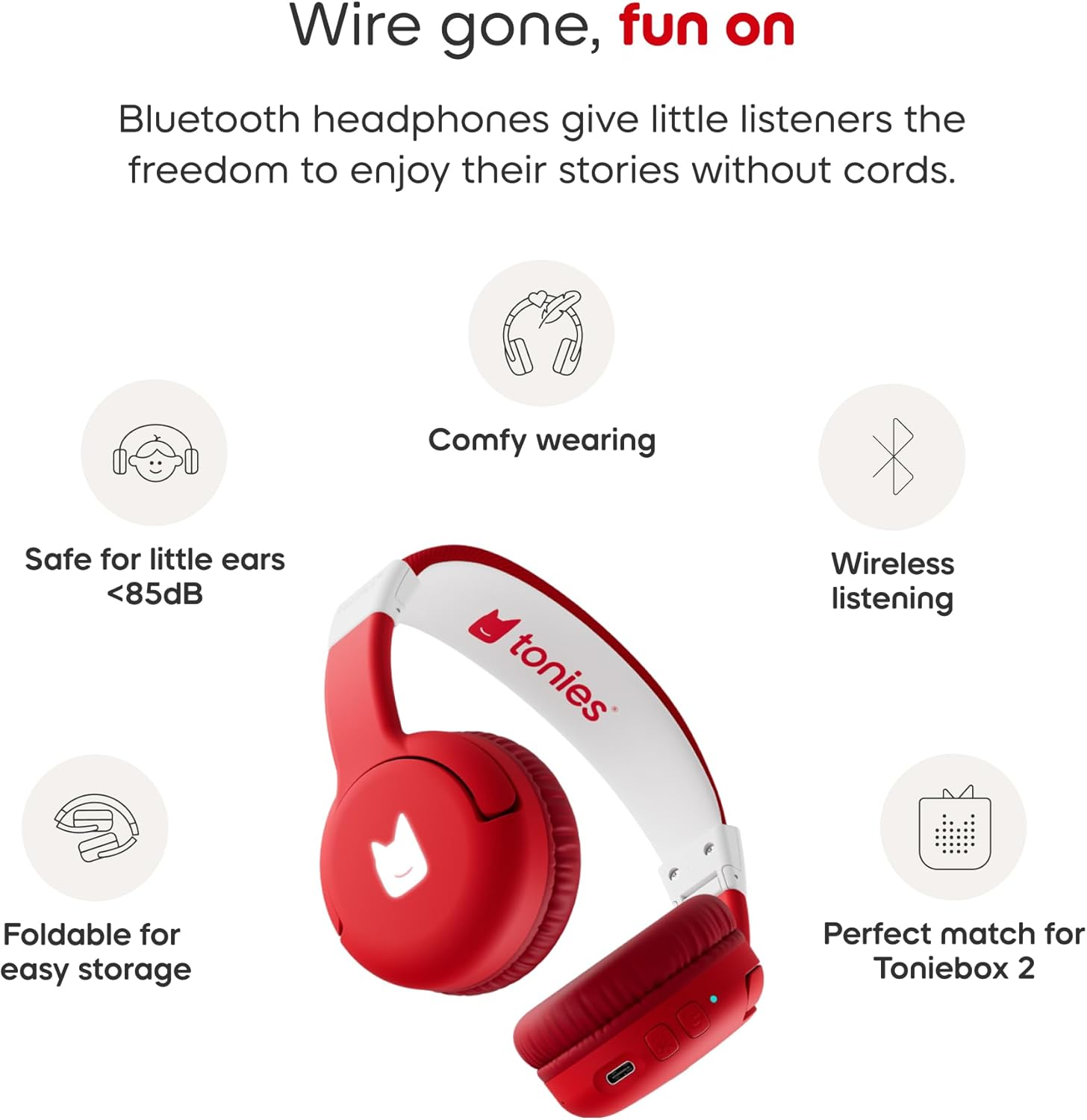 Tonies Toniebox 2 Bluetooth Headphones: Sunset Red image number 5