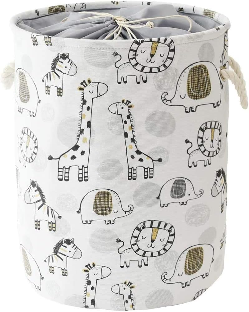 Inough Baby Hamper Laundry Basket, Laundry Hamper for Boys, Kids Storage Basket Animal Basket, Safari Nursery Decor Toy Storage Organizer with Drawstring Closure Nursery Hamper for Toddler(Giraffe)