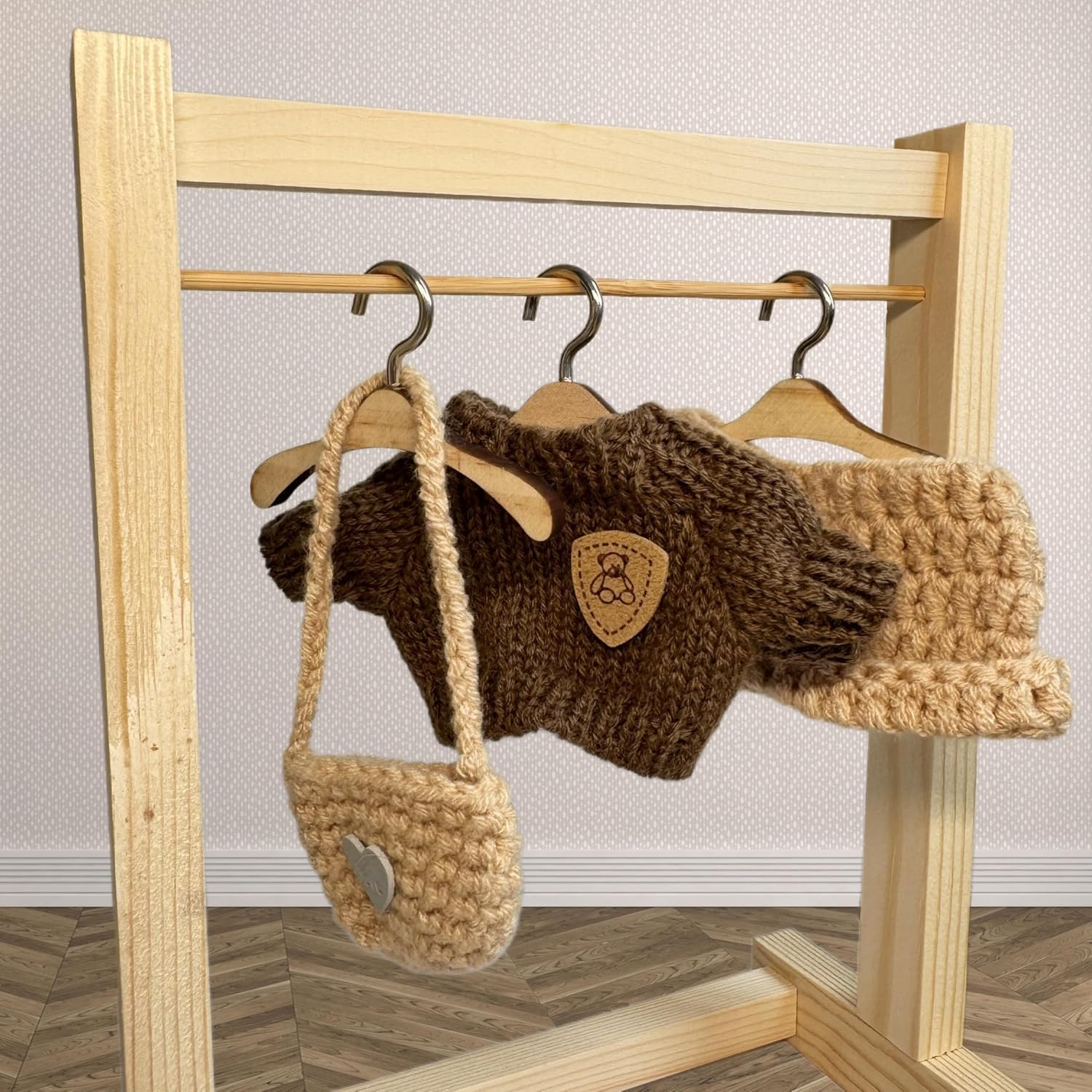 3-Piece Handcrafted Crochet Doll Clothes - Compatible with Labubu 5.91-6.7Inch (15-17Cm) Dolls as Accessories, Premium Dolls Outfit with Accessories, Hand Crocheted Hat, Sweaters, Bag image number 6