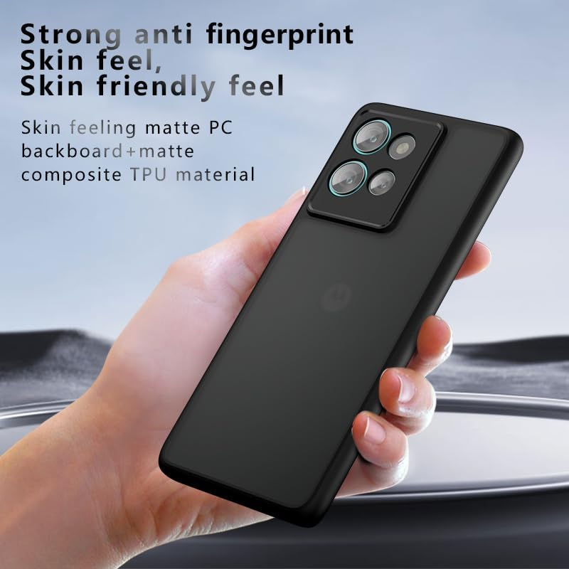 TQLGY Matte Case for Motorola Edge 50 Pro 6.7-Inch, Shockproof Military Grade Drop Protection, Frosted Translucent Skin-Touch Hard Back Slim Phone Cover, Black image number 3
