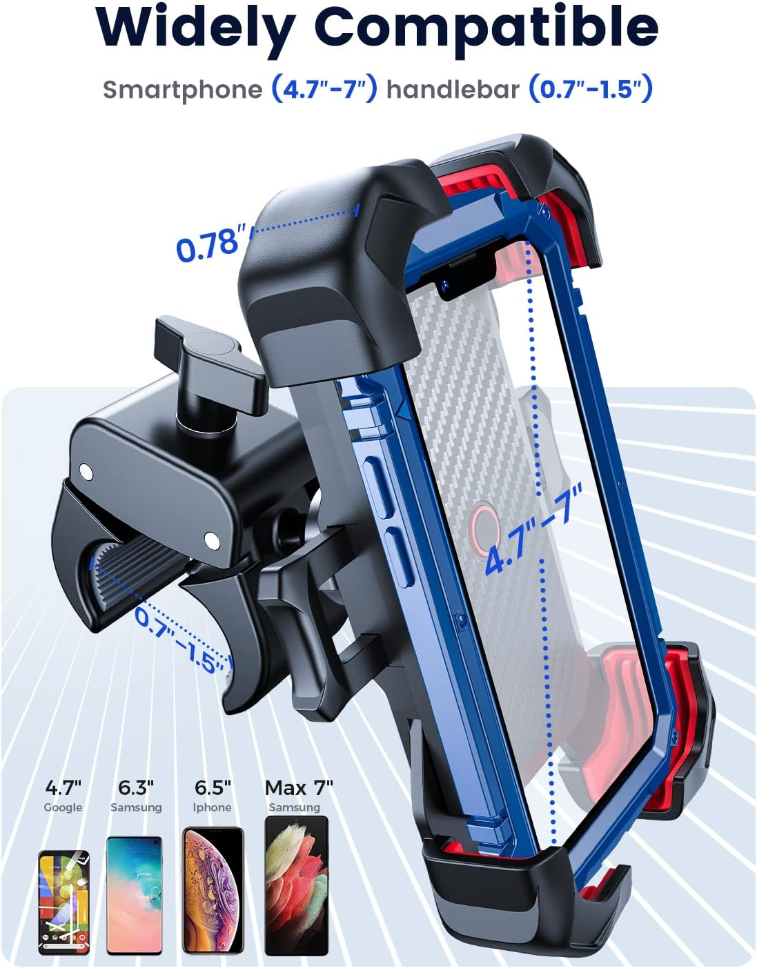 JOYROOM Motorcycle Phone Mount, [1S Auto Lock][100Mph Military Anti-Shake] Bike Phone Holder for Bicycle, [10S Quick Install] Handlebar Phone Mount, Compatible with Iphone, Samsung, All Cell Phone - Black image number 6