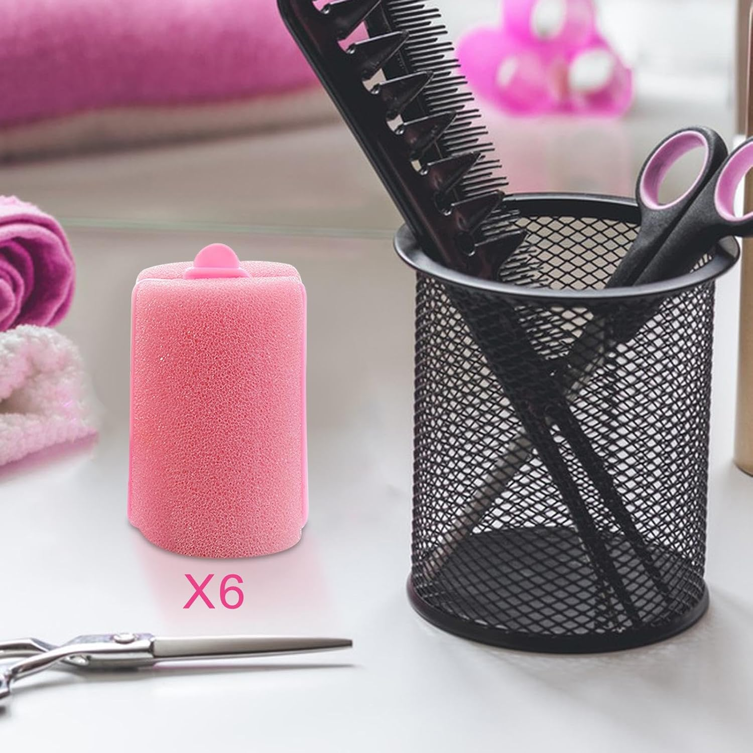 Harayaa 6 Pieces Soft Foam Hair Styling Curlers, Large Size Hairdressing Curlers, 40 Mm Sponge Hair Styling Rollers image number 2