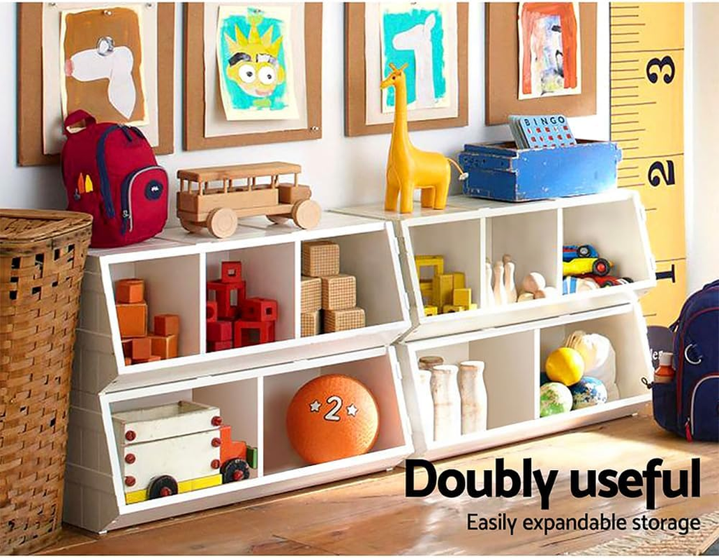 Keezi Kids Toy Box, Children Toys Storage Organiser Furniture Multifunctional Activity Play Living Room Bedroom Decor, MDF Stackable Construction White image number 2