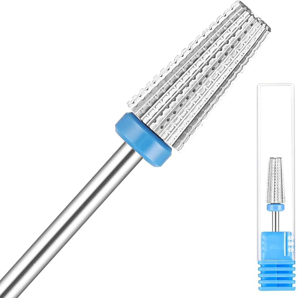 Carbide 5 in 1 Nail Drill Bit - Safety Remove Acrylic or Hard Gel, 3/32" Shank Size for Electric Nail File Machine, 2 Way Rotate Use for Both Left to Right Handed (Medium) image number 3