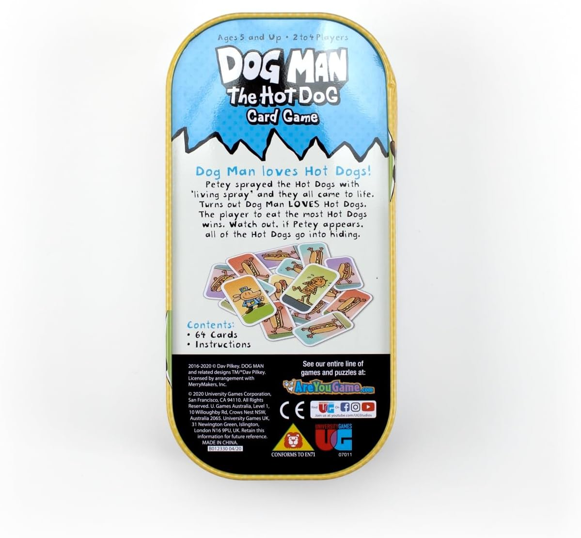 University Games the Hot Dog Card Game for Ages 5 and Up, 2 to 4 Players Based on the Dog Man Books by Dav Pilkey (07011), Yellow image number 1