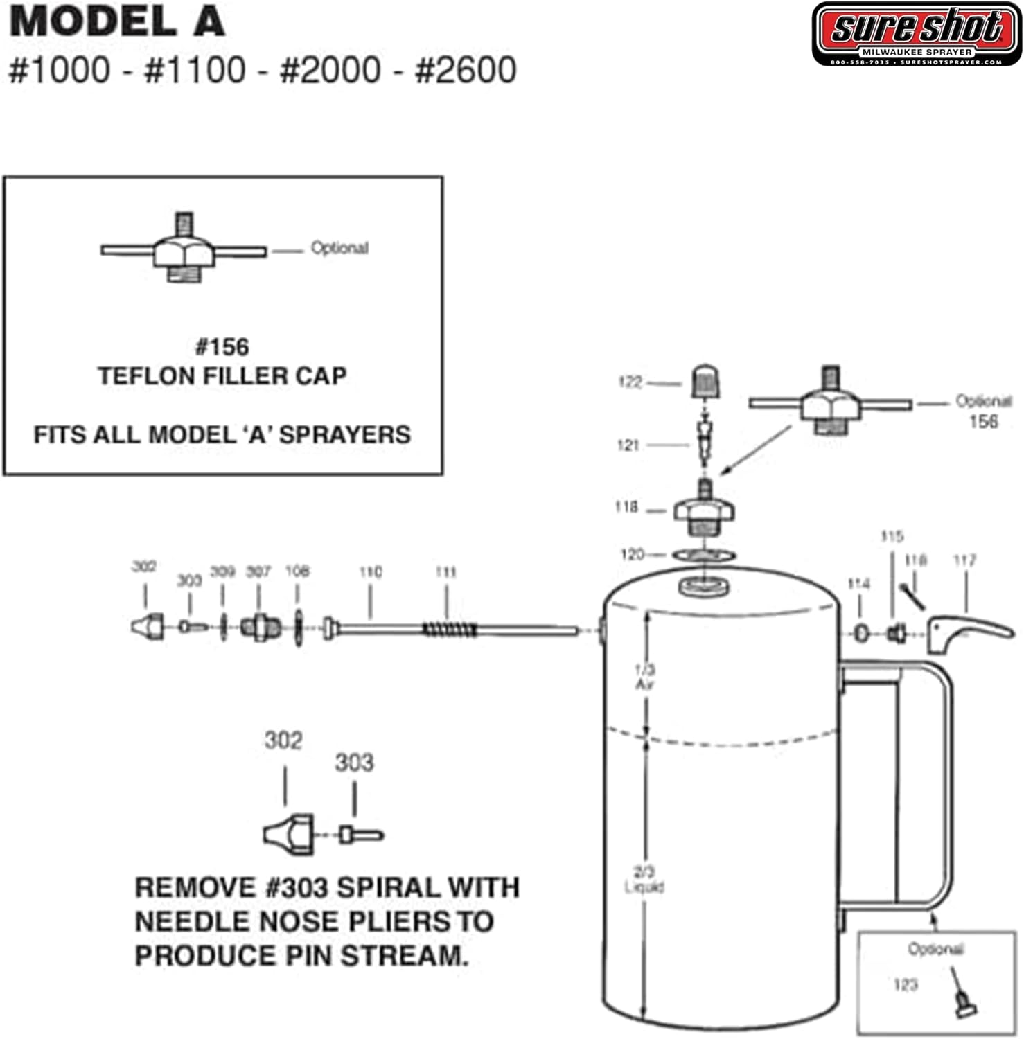 Sure Shot SUR-156 Filler Cap Assembly for Models 1000/2000 - Easy Hand-Tightening Handle for Fast Refilling, Durable Replacement Part - Made in the USA image number 1