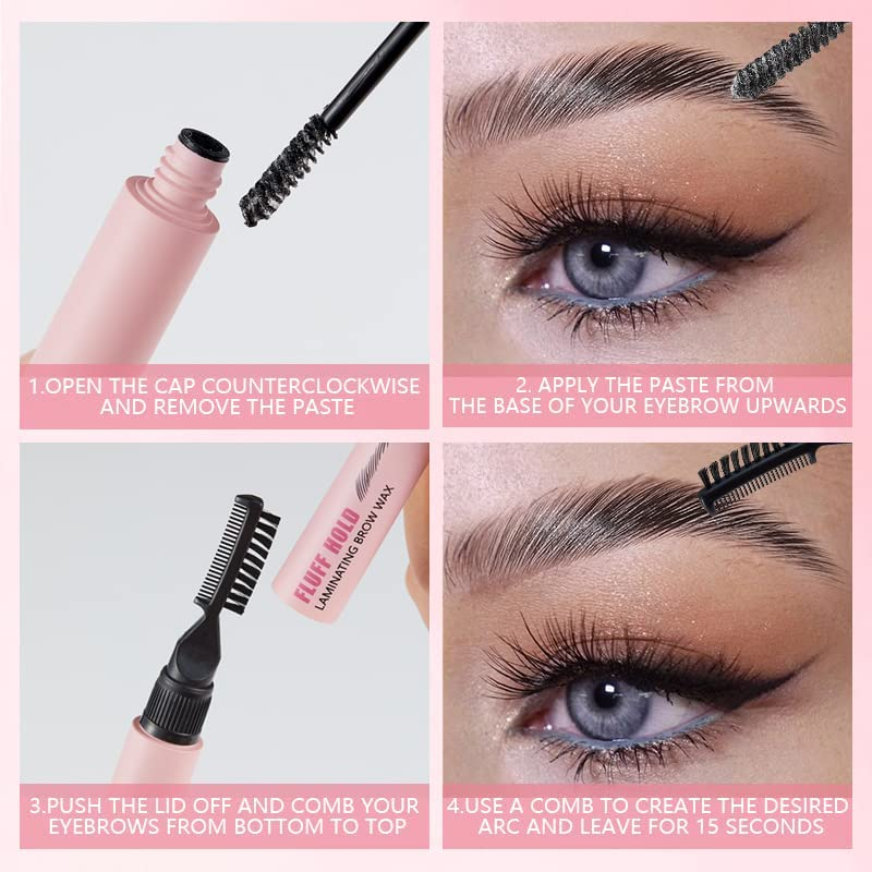 Eyebrow Gel Brow Styling Gel for Feathered & Fluffy Brows Clear Brow Gel No Sticky Long Lasting Eyebrow Setting Gel Healthy Waterproof Eyebrow Gel Brow Lamination Effect Women Men Home Use Makeup (Type A) image number 3