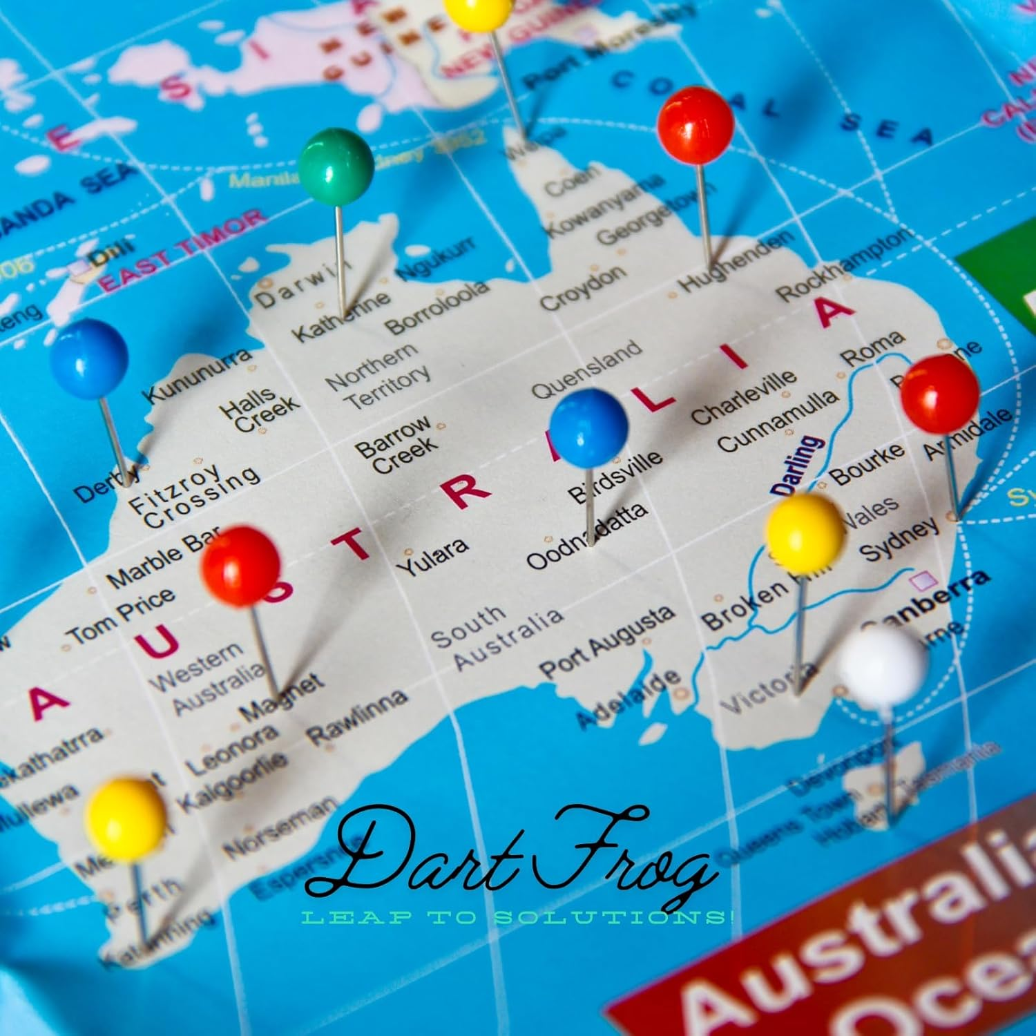 Dart Frog 1000 Multicolour Map Pins, 10 Assorted Colours image number 3