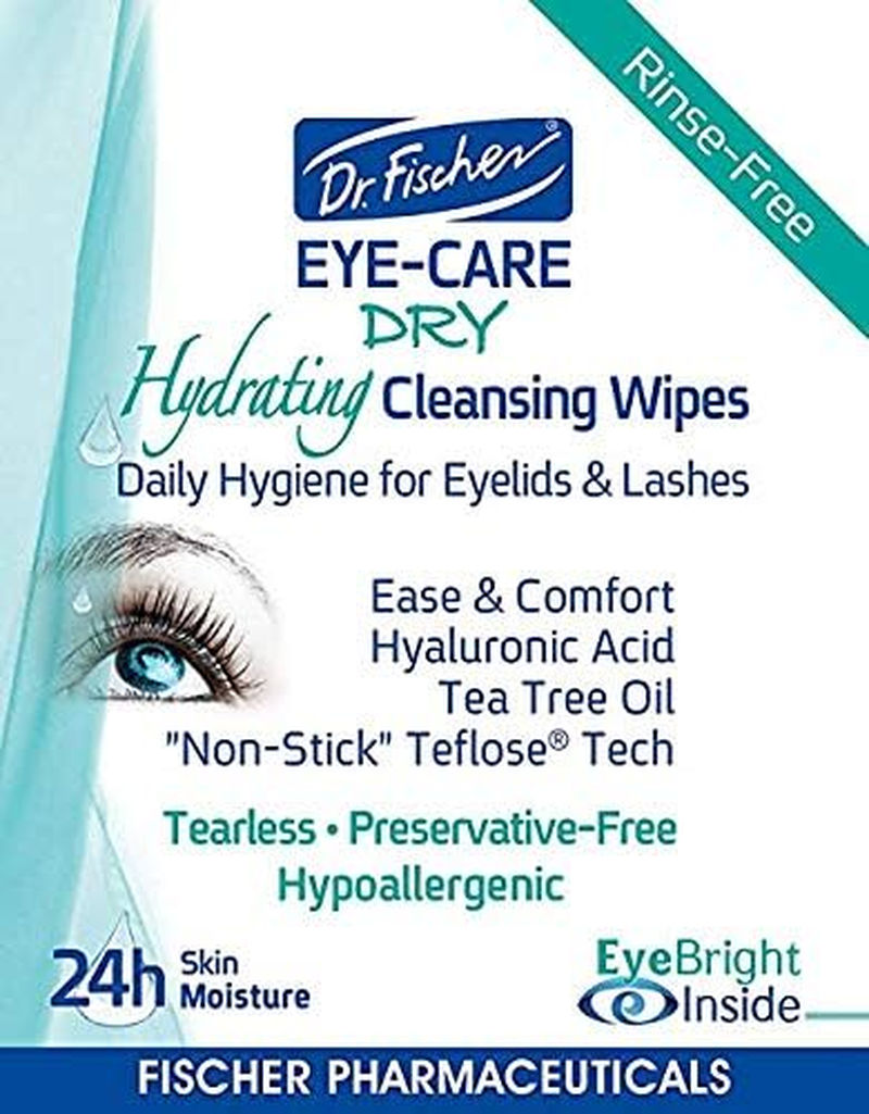 Dr. Fischer Eye Care Dry - Complementary Aid for Dry Eye Syndrome. Daily Hydrating Eyelid Wipes to Clean, Soften & Moisturize the Eye Area of Ocular Secretions and Irritations (Twin Pack, 60 Wipes) image number 4