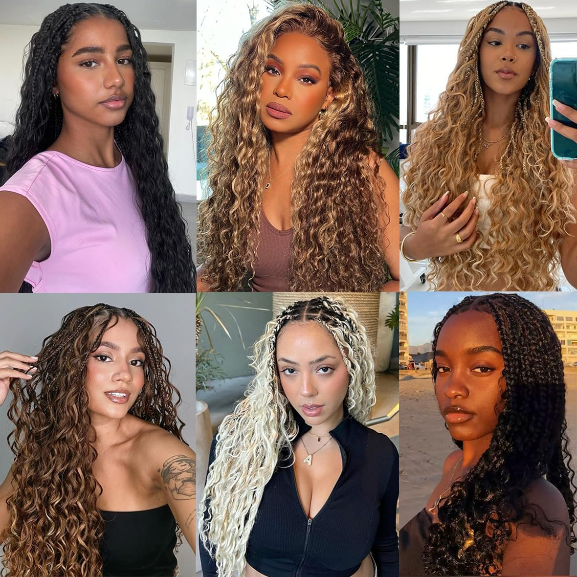 Kachanaa 30 Inch Pre-Separate Deep Wave Braiding Hair Extensions for Goddess River Braids 3 Pack Synthetic Ocean Wave Crochet Hair for Boho Box Braids Blonde EZ Braiding Hair /27# image number 6