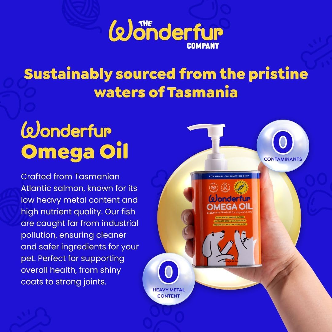 Wonderfur Omega Oil for Dogs and Cats &ndash; Natural Omega 3, 6, 9 Tasmanian Atlantic Salmon Fish Oil Supplement for Skin, Coat, Joint, and Immune Support &ndash; Australian-Made Pet Health Product image number 5