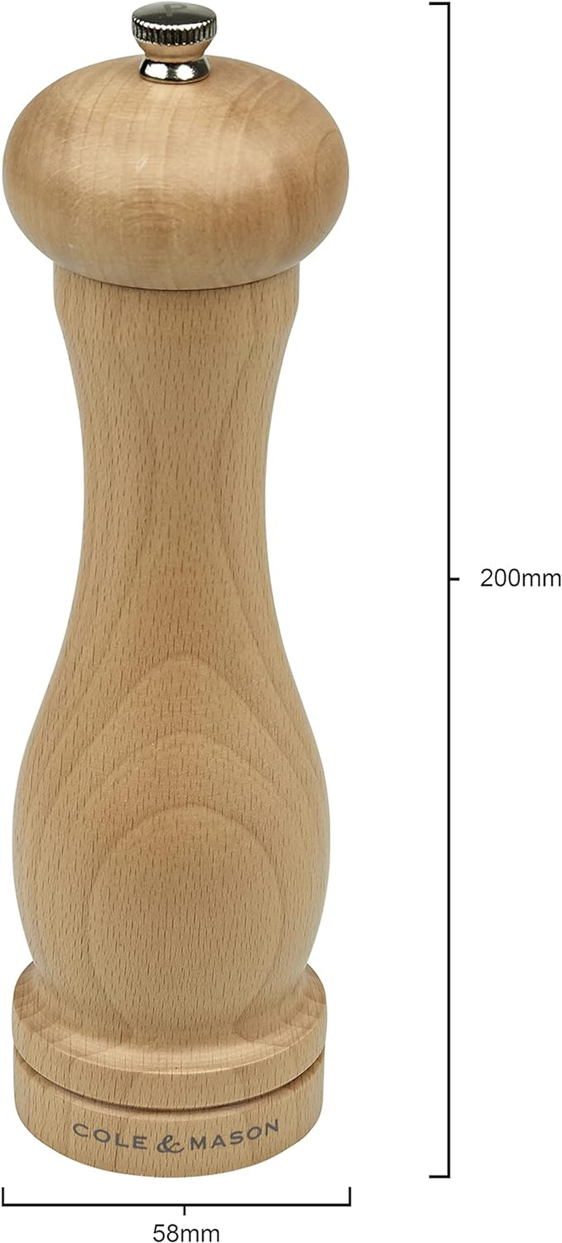 Cole & Mason Beech Capstan A8 Pepper Mill, 200Mm, Adjustable Grind Precision+ Mechanism, Beech Wood, Single, Includes 1 X Pepper Grinder image number 5