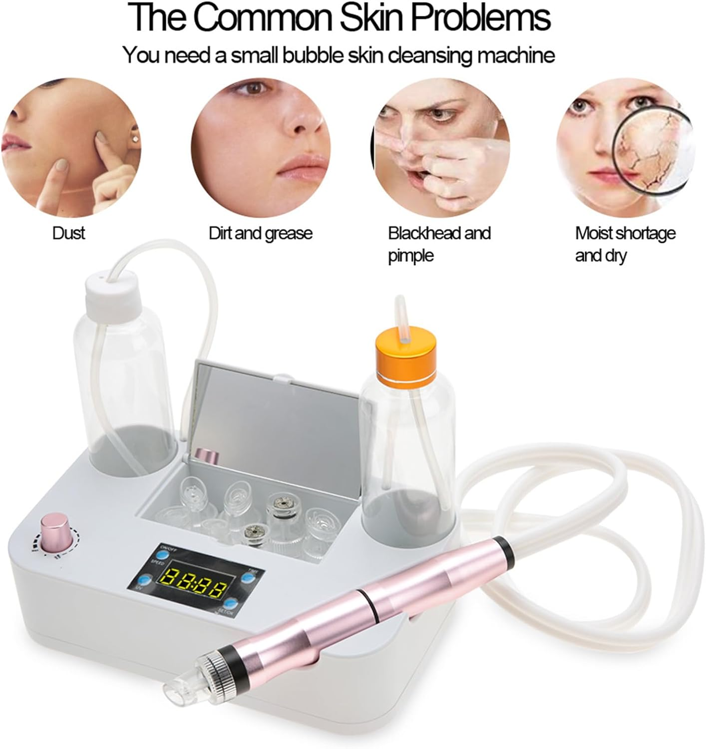 Facial Suction Machine, Facial Cleaning Machine Small Bubbles Vacuum Suction Beauty Equipment for Home & SPA Salon, Household Blackhead Remover Pore Vacuum Facial Machine (AU