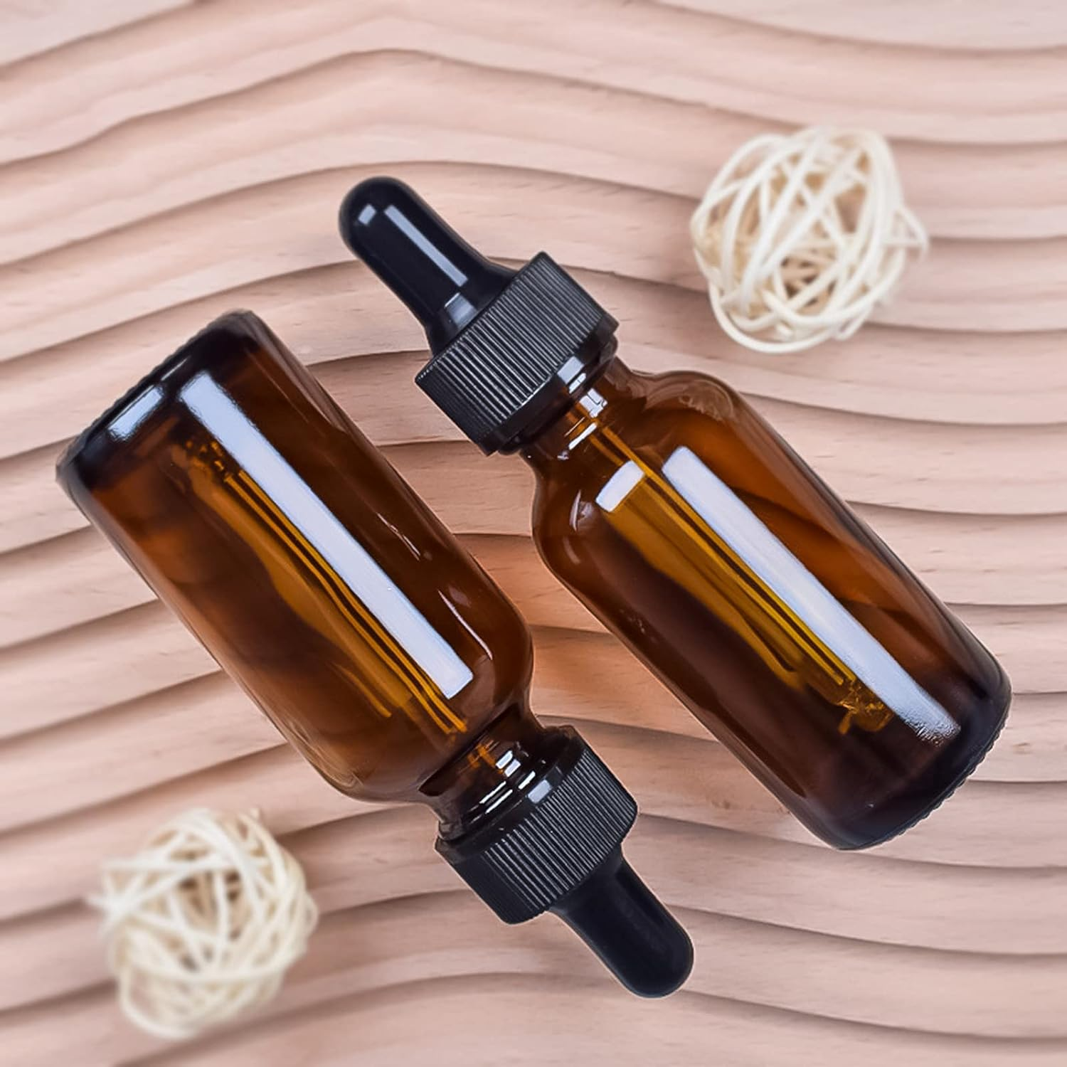 25 PCS Glass Tincture Bottle, Boston round Glass Bottle Amber, with Glass Dropper 5Ml image number 5