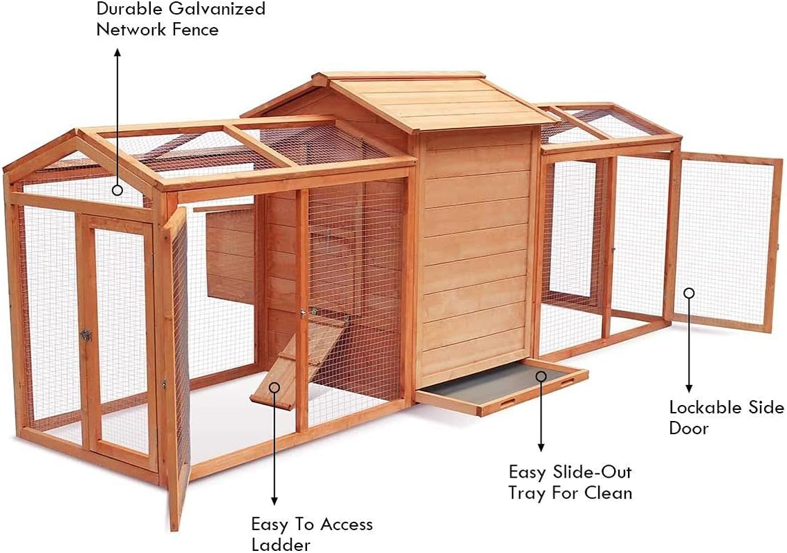 Petscene Chicken Rabbit Coop Wood Hen House Hutch Poultry Cage 284Cm image number 2