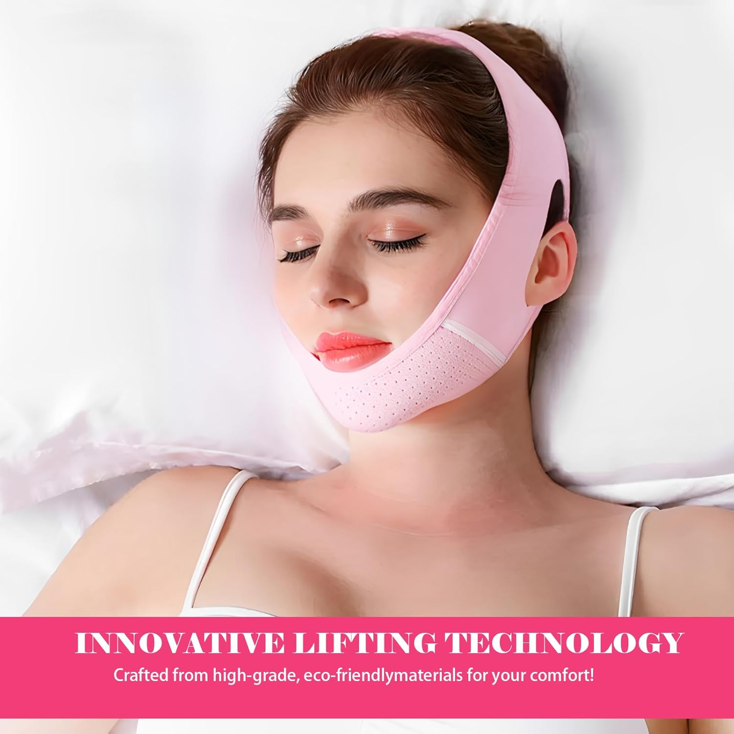 Chin Strap for Sleeping, 1 PCS Double Chin Reducer, Jawline Lifting Straps, Reusable V Line Lifting Mask, Breathable Jaw Strap for V Line Face Lift, Jaw Exerciser for Double Chin and Saggy Face Skin image number 2