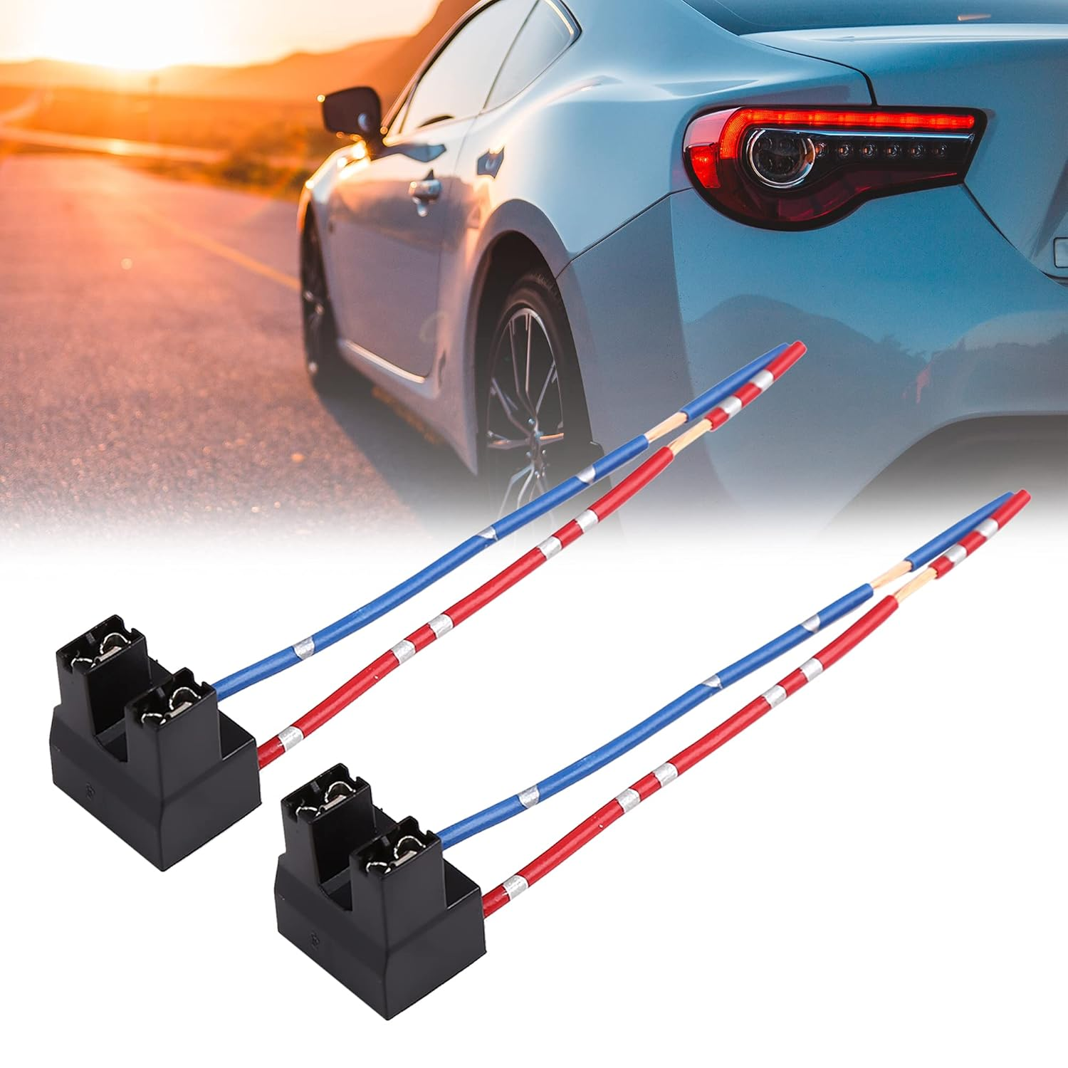 Uxcell DC 12V H7 Car Light Socket Headlight Wire Harness Extension Female Adapter 2Pcs image number 3