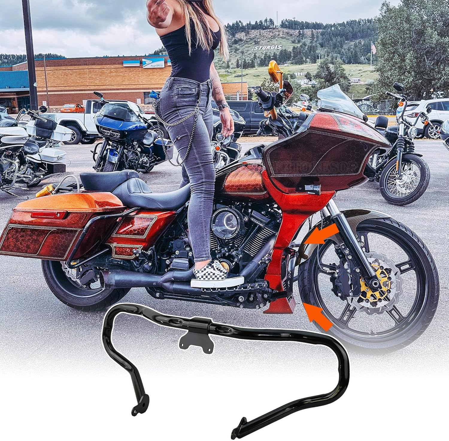 Chopped Engine Guard for Harley (Gloss Black)