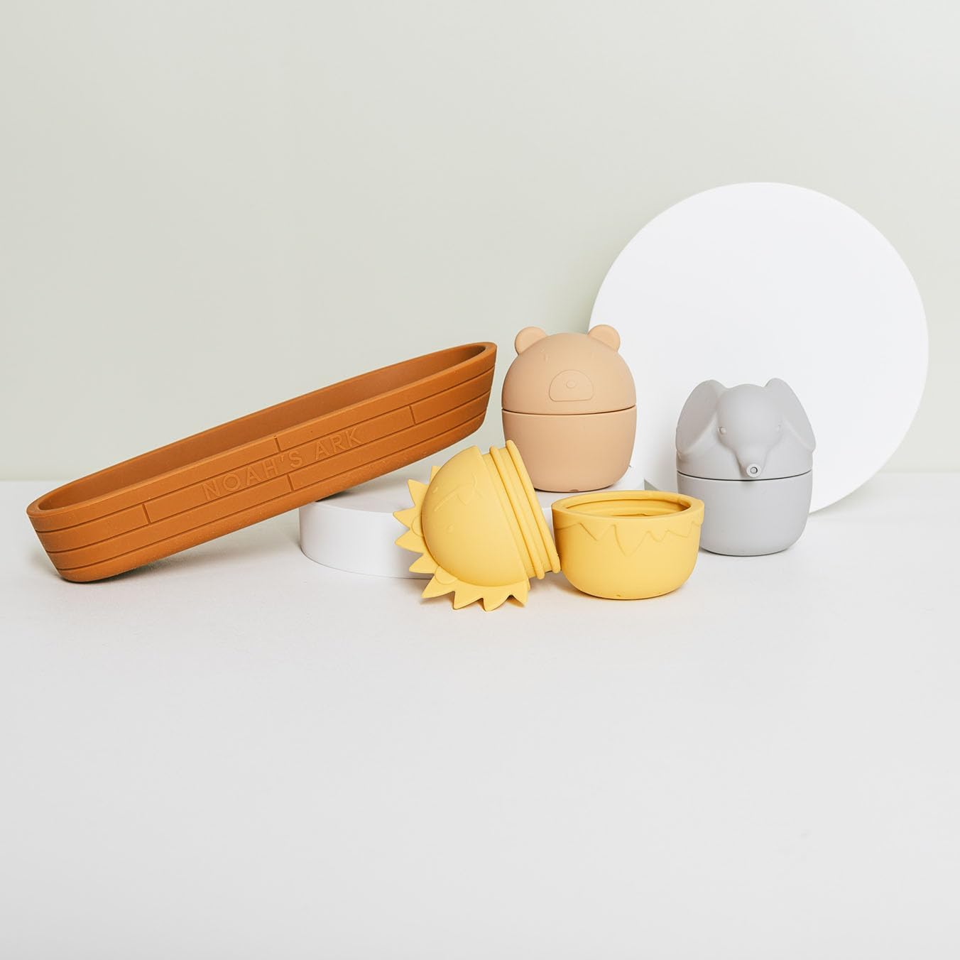 Ollie+Zara Noah'S Ark Silicone Bath Toy Set - Mould Free - 4 Piece - Exclusive Design - Squirt Water and Open to Clean image number 3