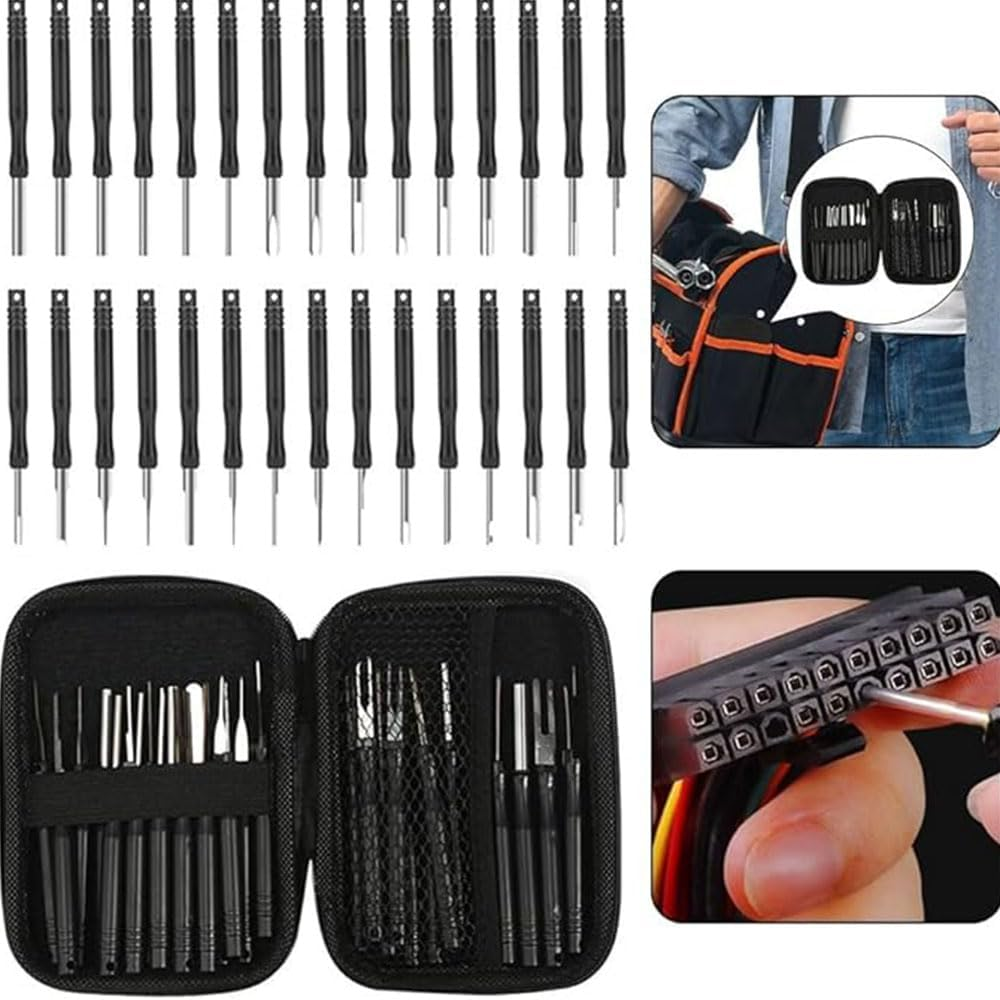 Terminal Removal Tool Kit 30 Pcs Depinning Tool Electrical Connector Pin Removal Tool Kit Pin Extractor Tool Set Wire Terminal Release Tool for Automotive Car Household Devices for Most Terminals image number 2