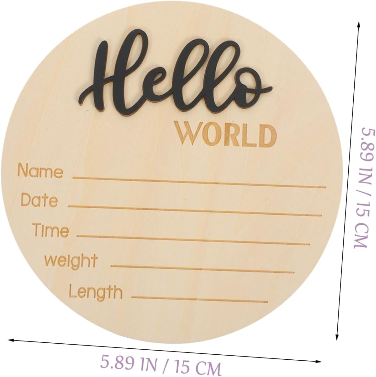 Yardwe Birth Announcement Sign Wooden round Newborn Name Sign Photography Prop for Home image number 5