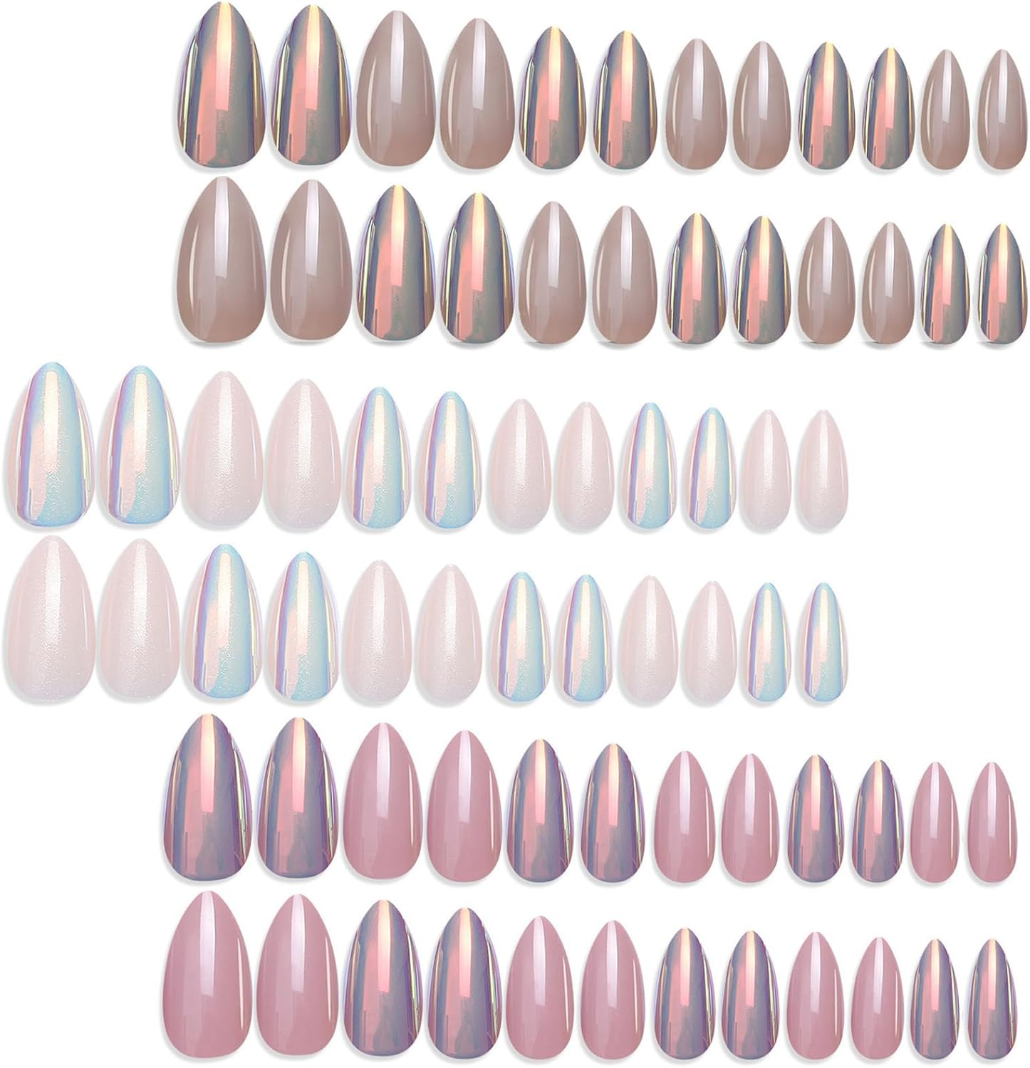 French Press on Nails,Short Almond Fake Nails,Reusable Stick on Nails in 12 Sizes-24 PCS Soft Gel Nails Kit, ABS Natural Fit, Salon-Quality,Elegant Moments image number 6