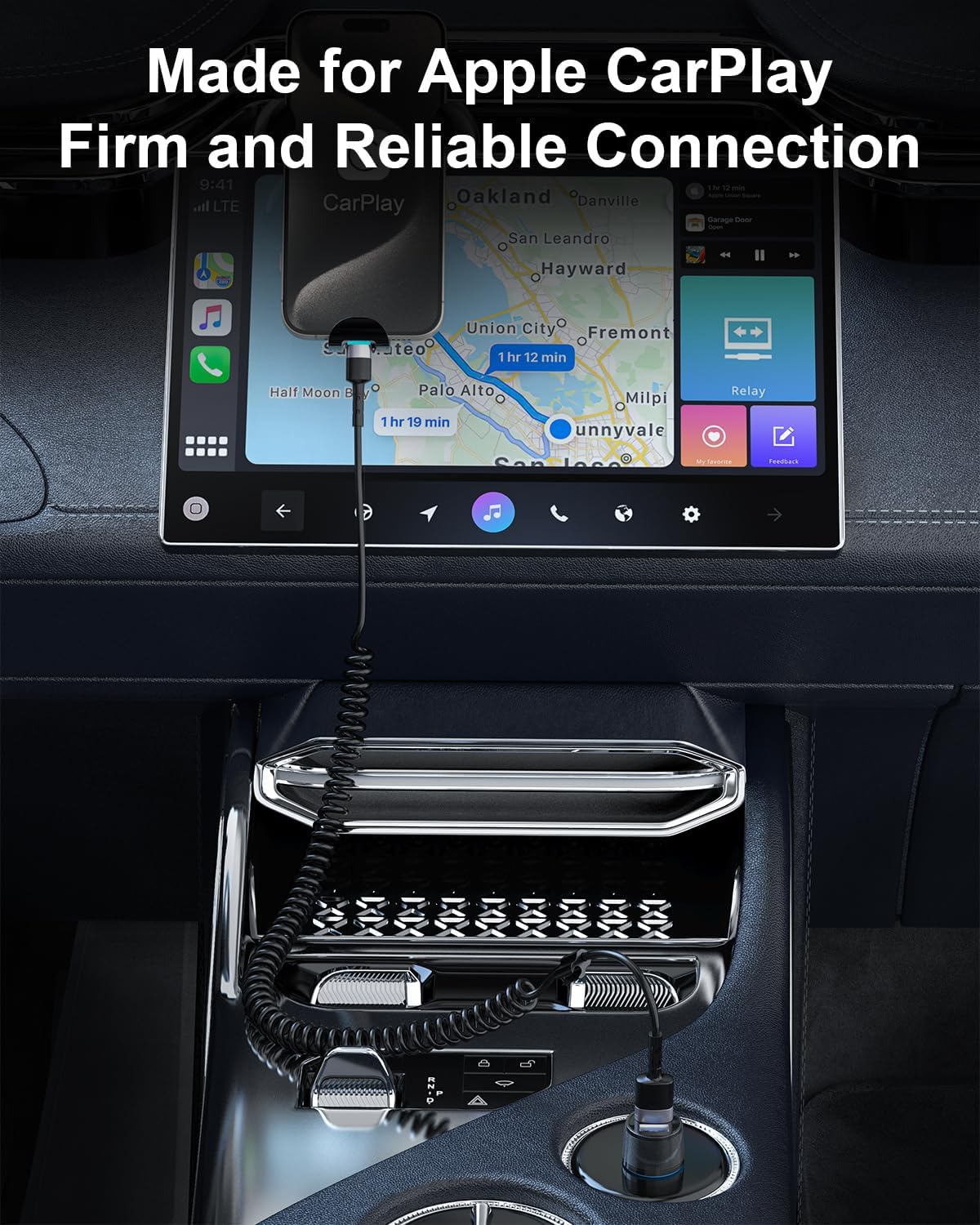 Coiled USB Lightning Cable for Apple Carplay 2 Pack Iphone Cord [Apple Mfi Certified], Short 1M USB to Lightning Charging Retractable Iphone Charger Cord for Iphone 14/13/12/11, Ipad, Airpods image number 1