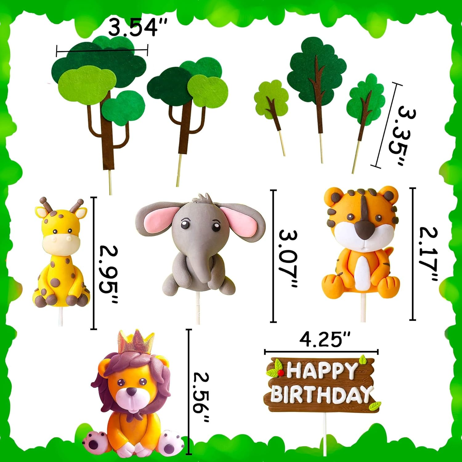 Jevenis Jungle Animals Cake Decorations Wild One Cake Decoration Safari Cake Decoration Giraffe Elephant Lion Tiger Cake Jungle Animals Birthday Party Party Decorations